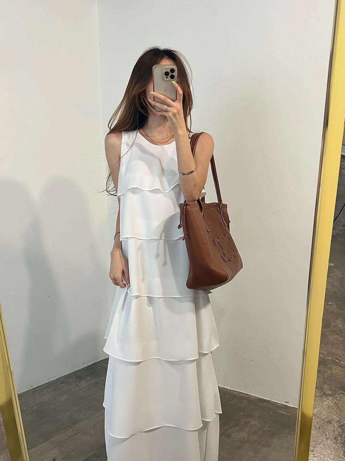 法式蛋糕連衣裙 白色洋裝 戶外婚禮穿搭 顯瘦長裙 婚禮洋裝 法式輕婚紗