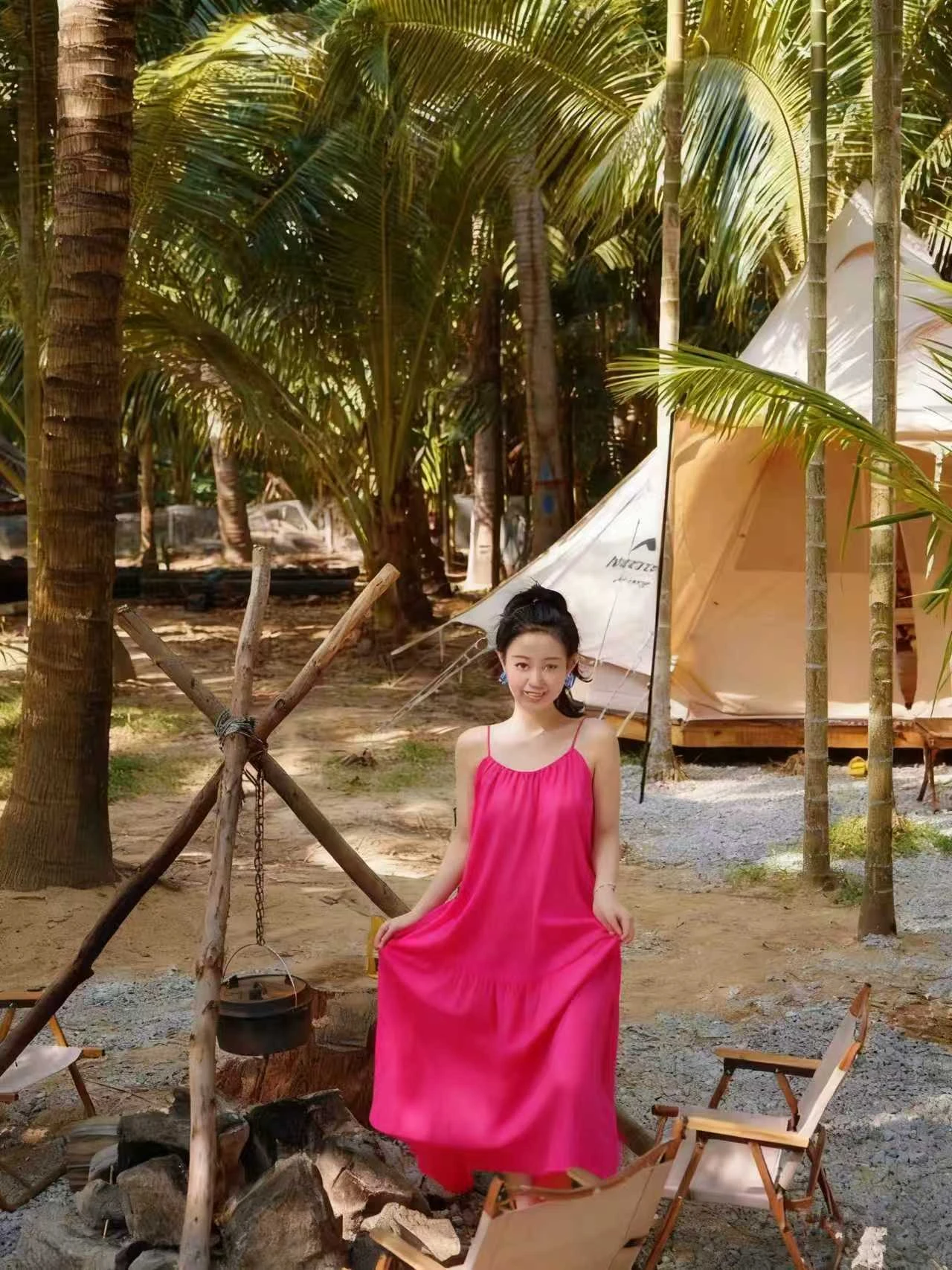 多巴胺 超長版 美背吊帶連衣裙  中大碼 寬鬆大尺碼 度假女神 露背出國旅遊拍照 海邊 度假 海島洋裝
