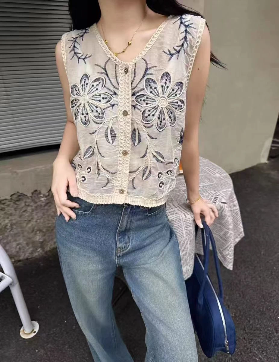 復古鉤花背心