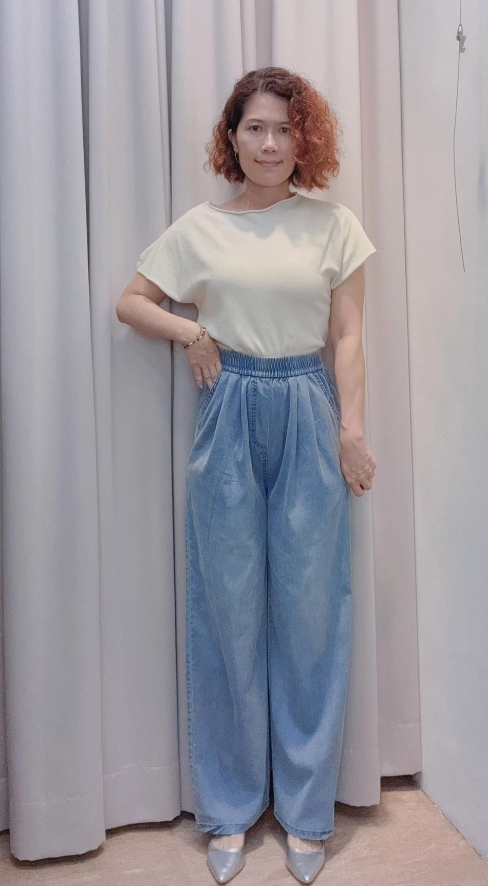 天絲直筒牛仔褲