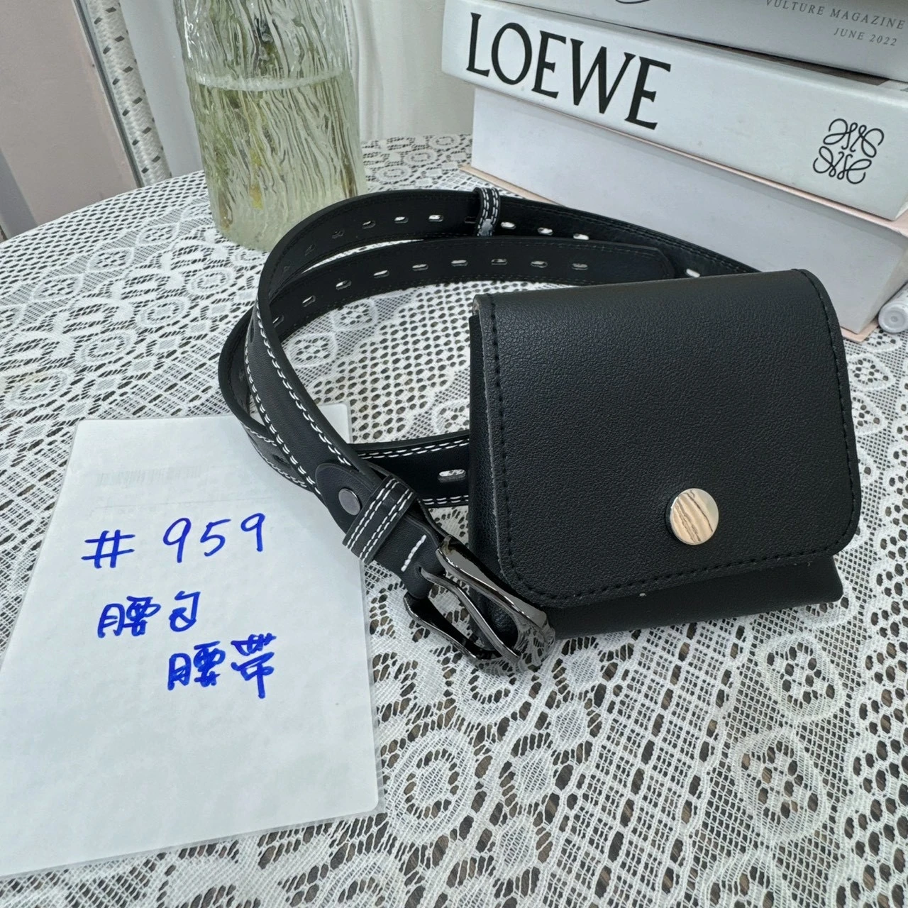 復古明線皮帶（附小腰包）