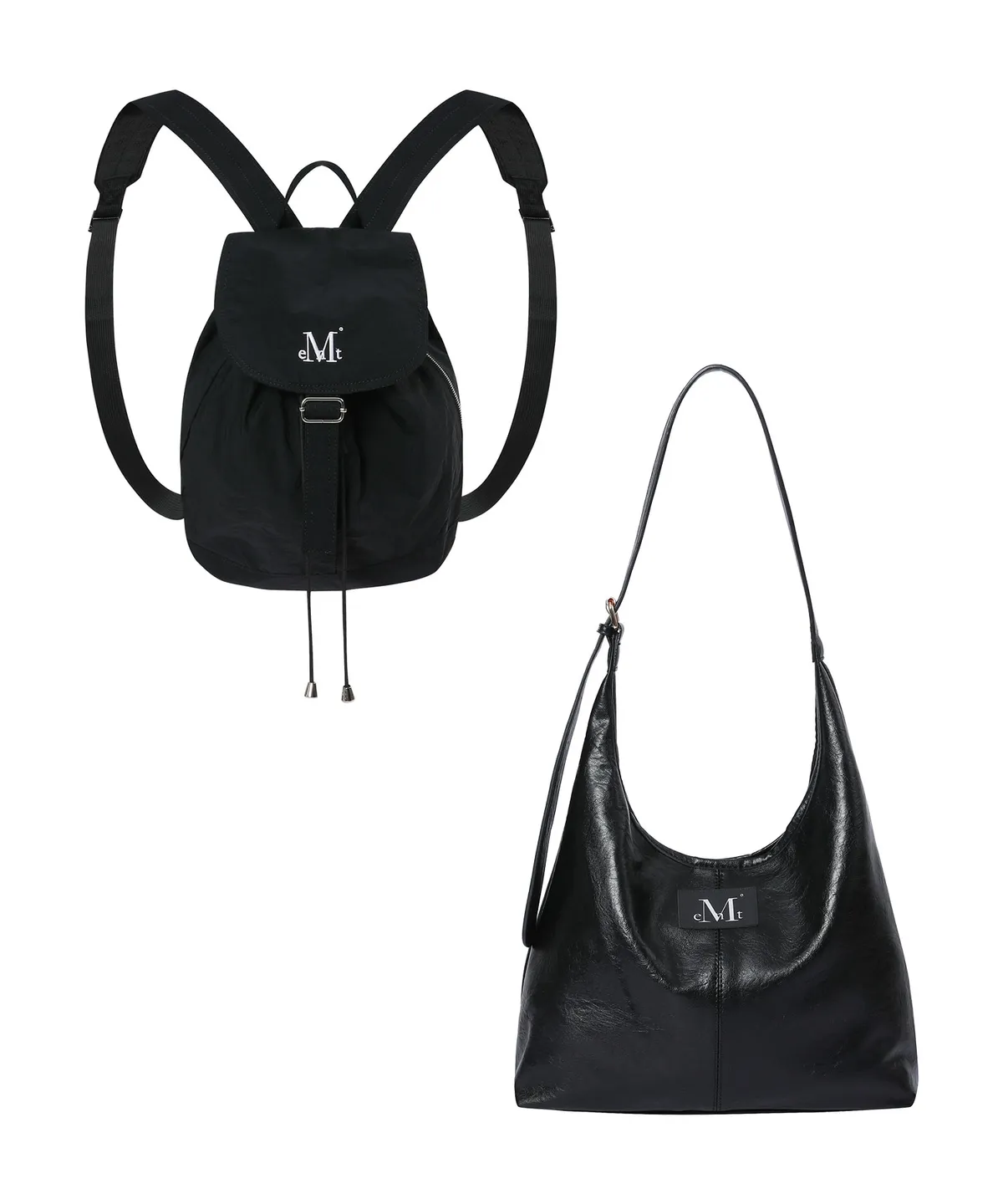 MUCENT Mini Backpack + Shoulder Bag 霧色迷你後背包＋新月皮革肩背包 套組