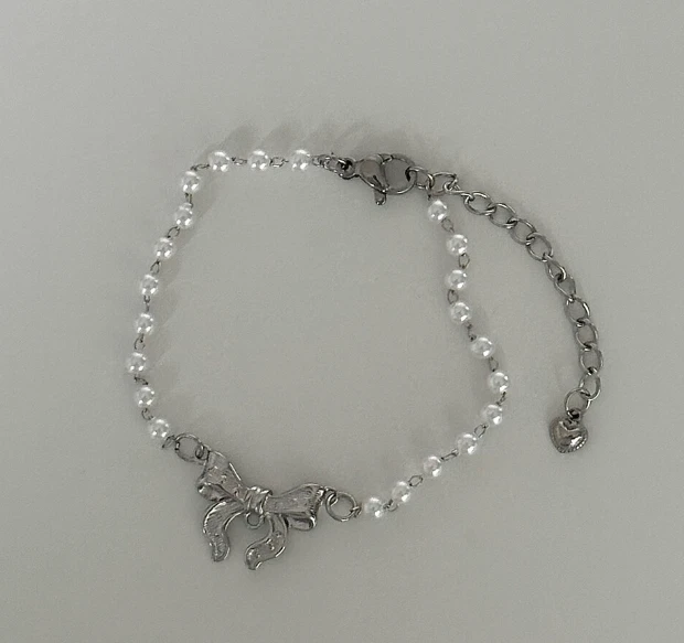 【OFUSE】lace ribbon bracelet(pearl) 手鍊