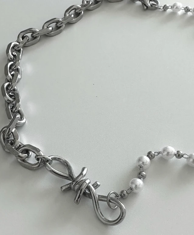 【OFUSE】wire pearl choker 項鍊