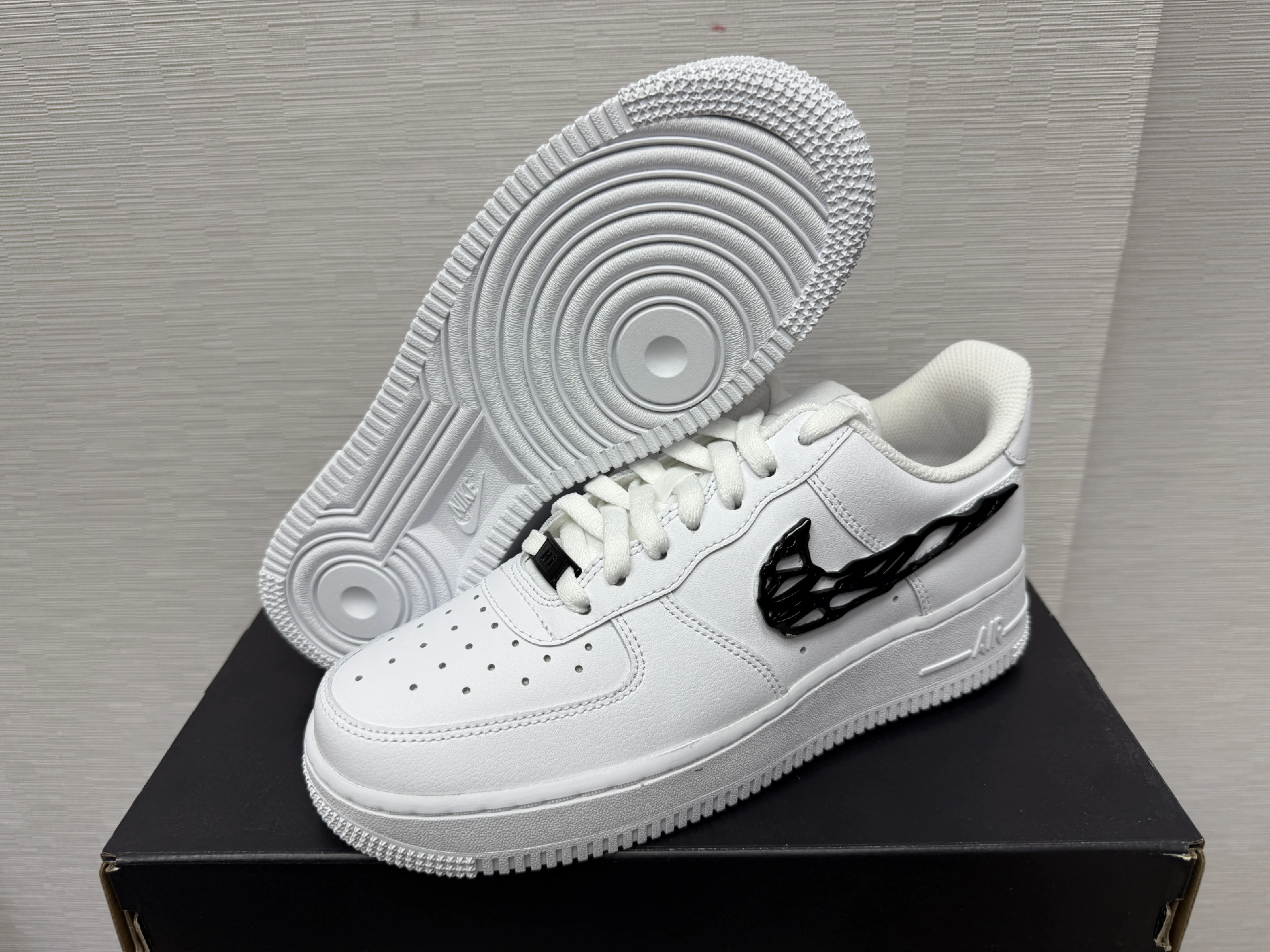 W Nike Air Force1 Molten Swoosh 液態黑 粉金液態