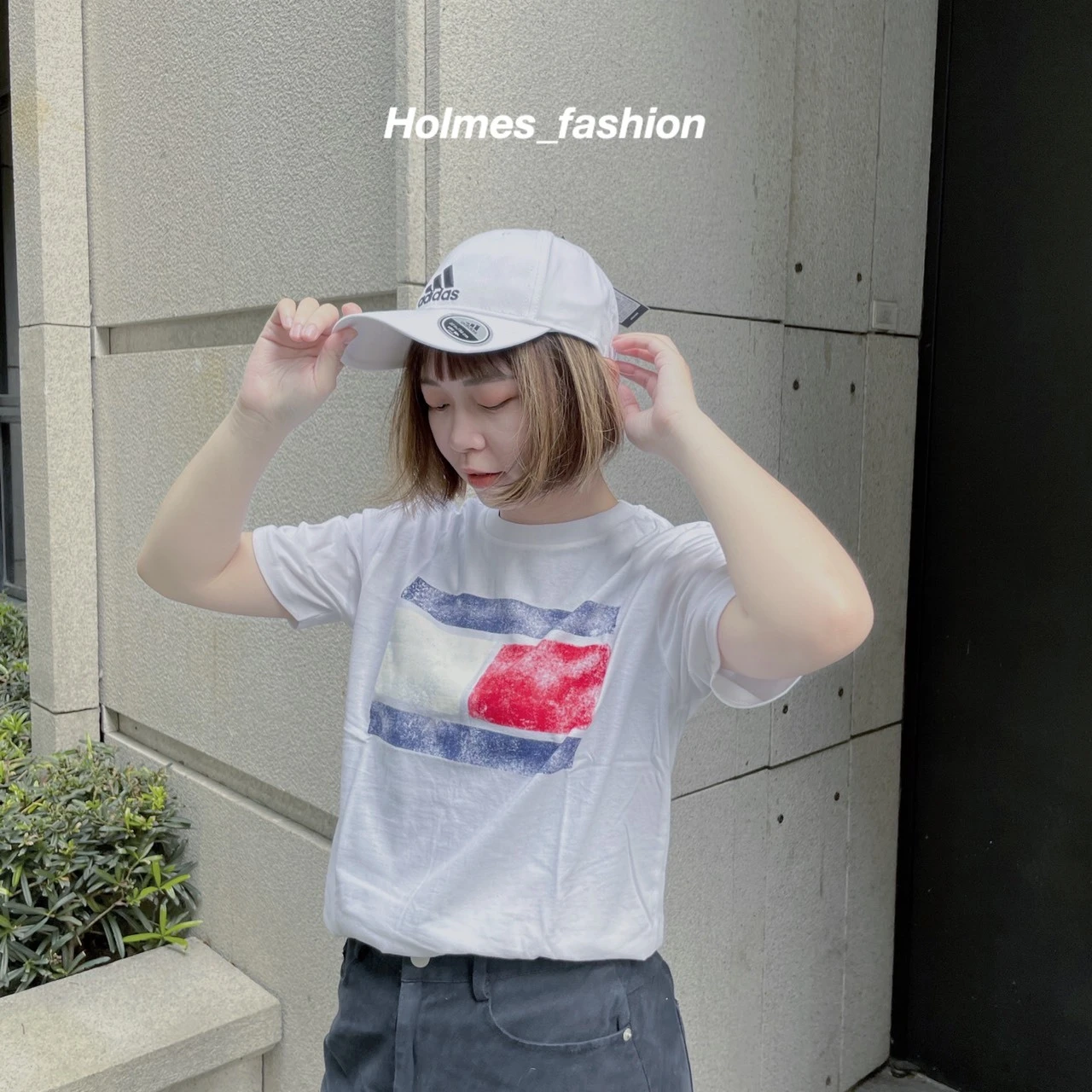 [Holmes]TOMMY 復古印刷LOGO 短袖 短TEE 美國青年款(大童款) 深藍 白色