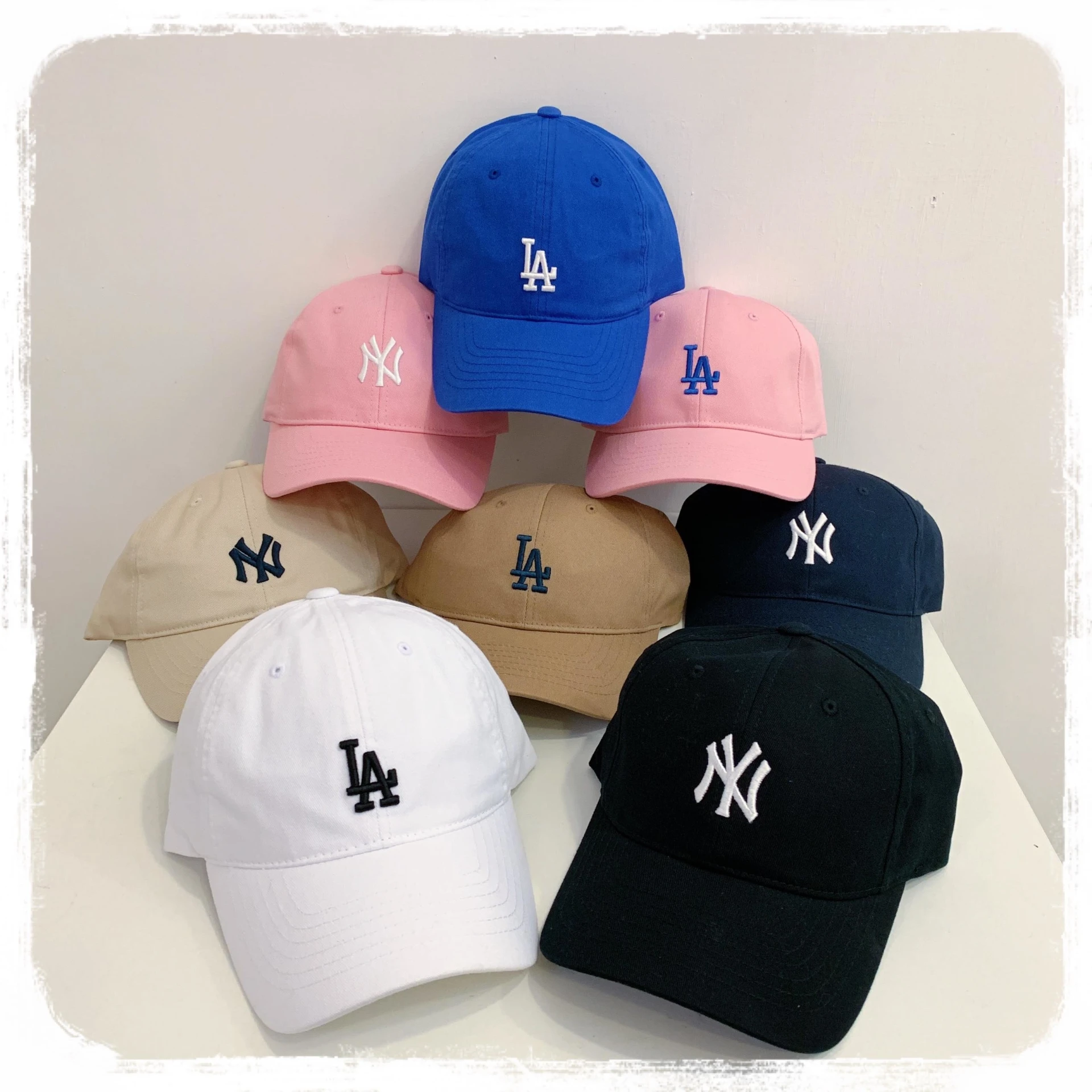 [Holmes]韓國 MLB 老帽 NY LA LOGO CAP 帽子 粉 黑 白