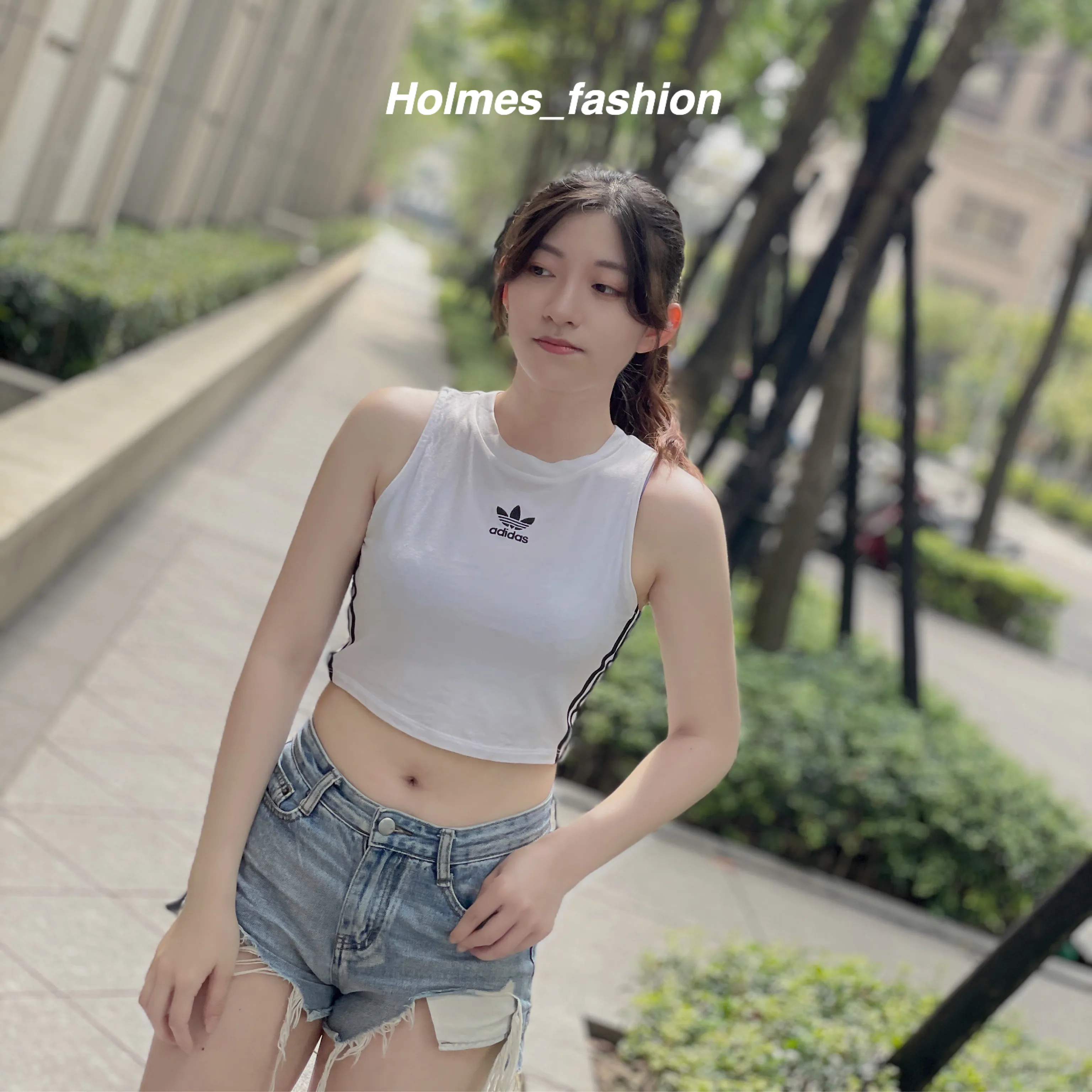 [Holmes]Adidas Crop Top 背心  短版  運動背心 女 黑白 白黑 CY4745 Dh3163