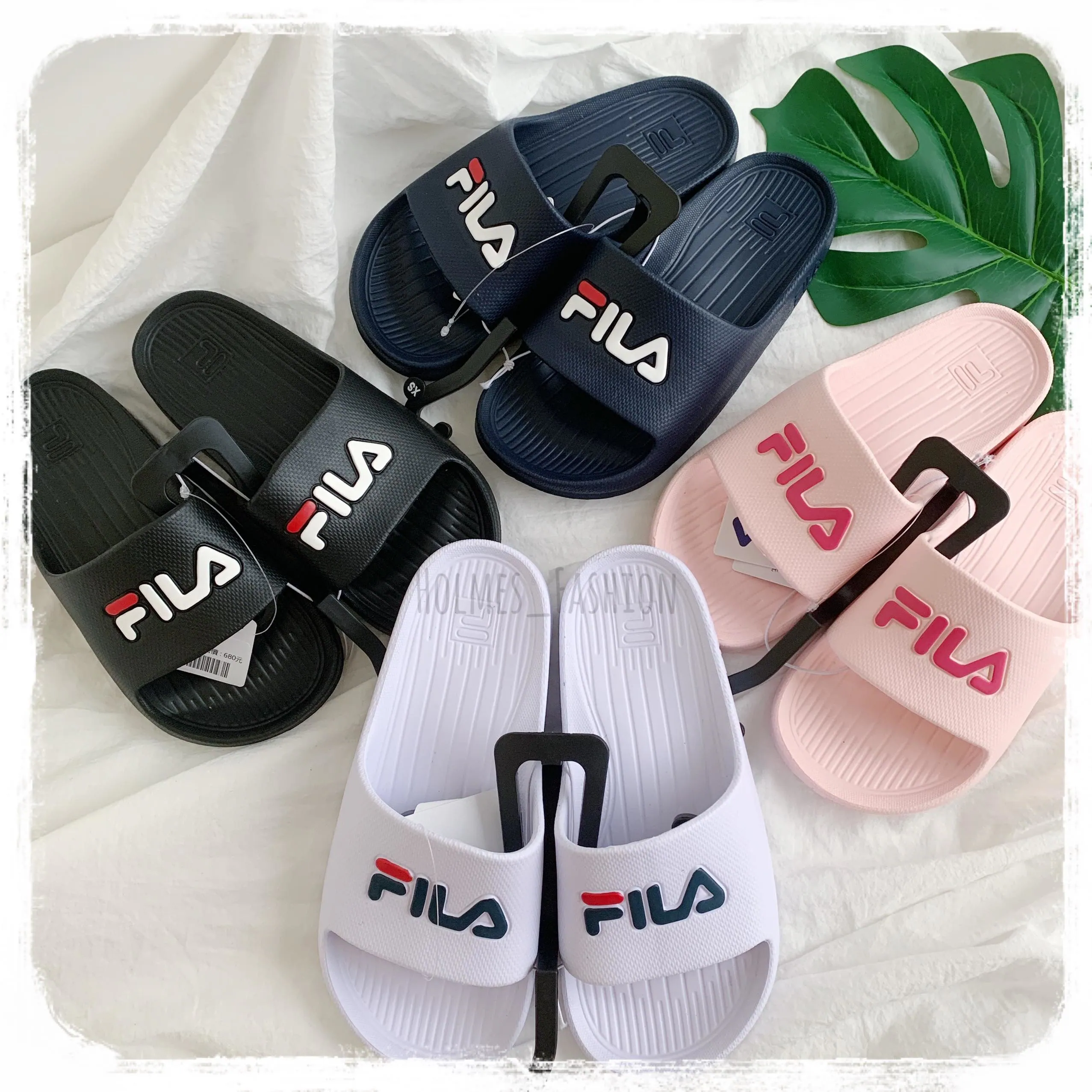 [Holmes]FILA  拖鞋 經典款 防水拖  無海綿 防滑底 輕量 黑白 黑金 粉紅 白 深藍