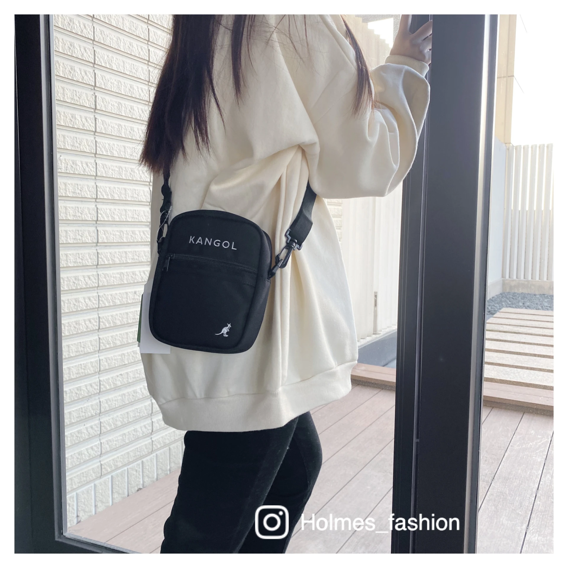 [Holmes]Kangol 日本限定 刺繡 袋鼠小包 黑白