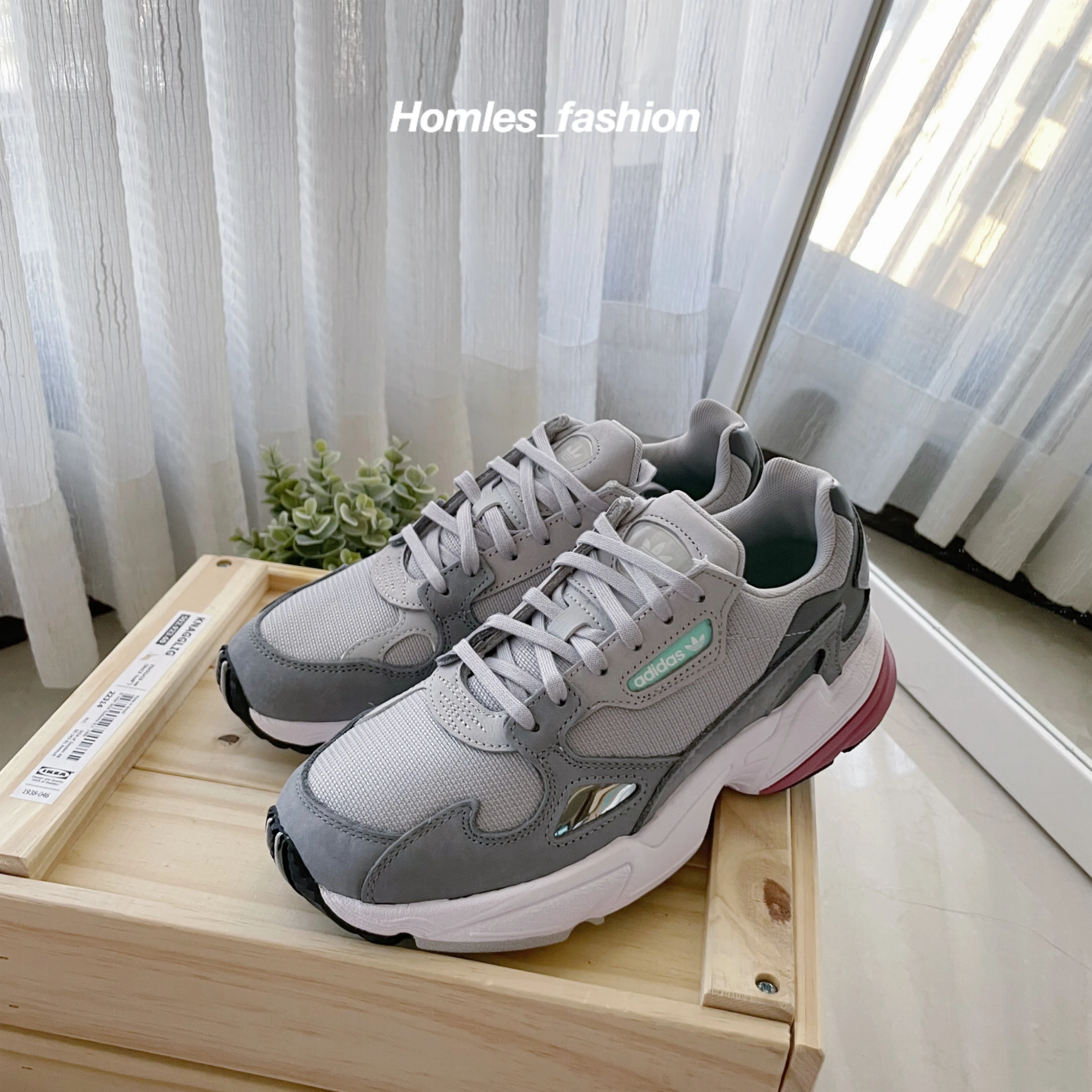 [Holmes]ADIDAS FALCON  D96698 灰粉 老爹鞋 增高