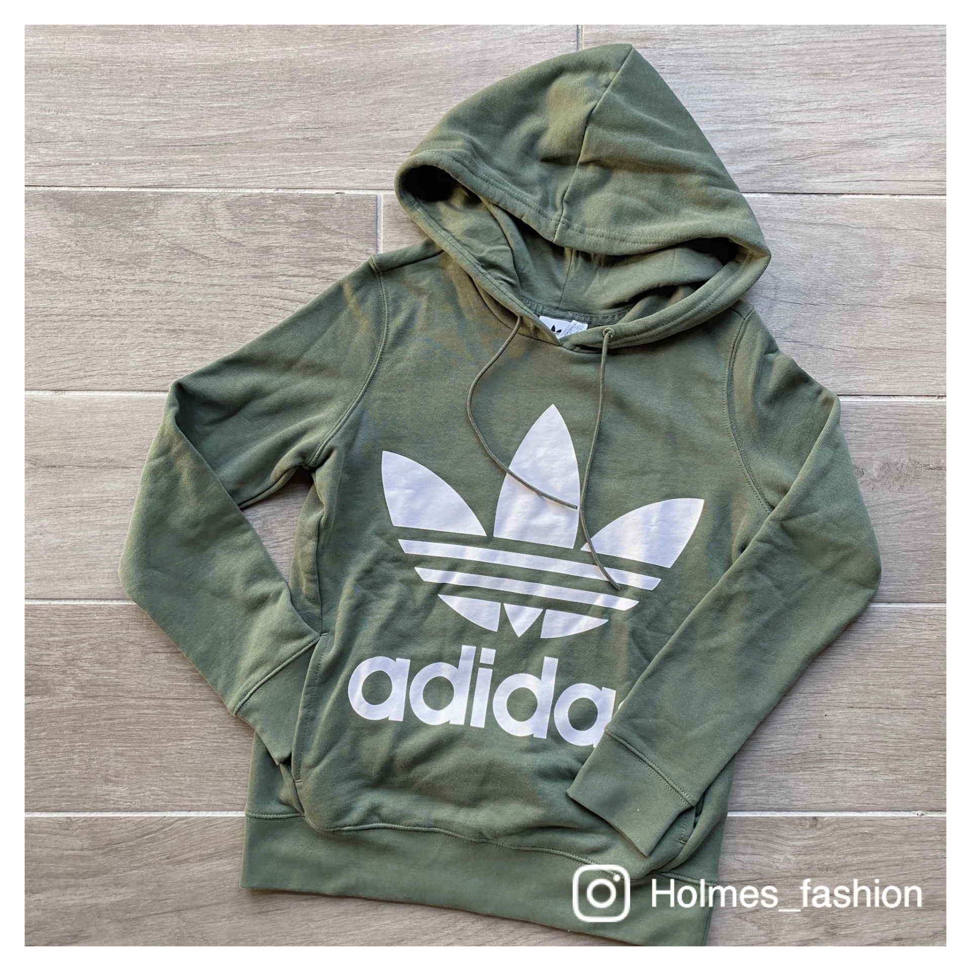 [Holmes]ADIDAS ORIGINALS HOODIE 三葉草帽踢 帽TEE 綠色 墨綠 XS DH3139