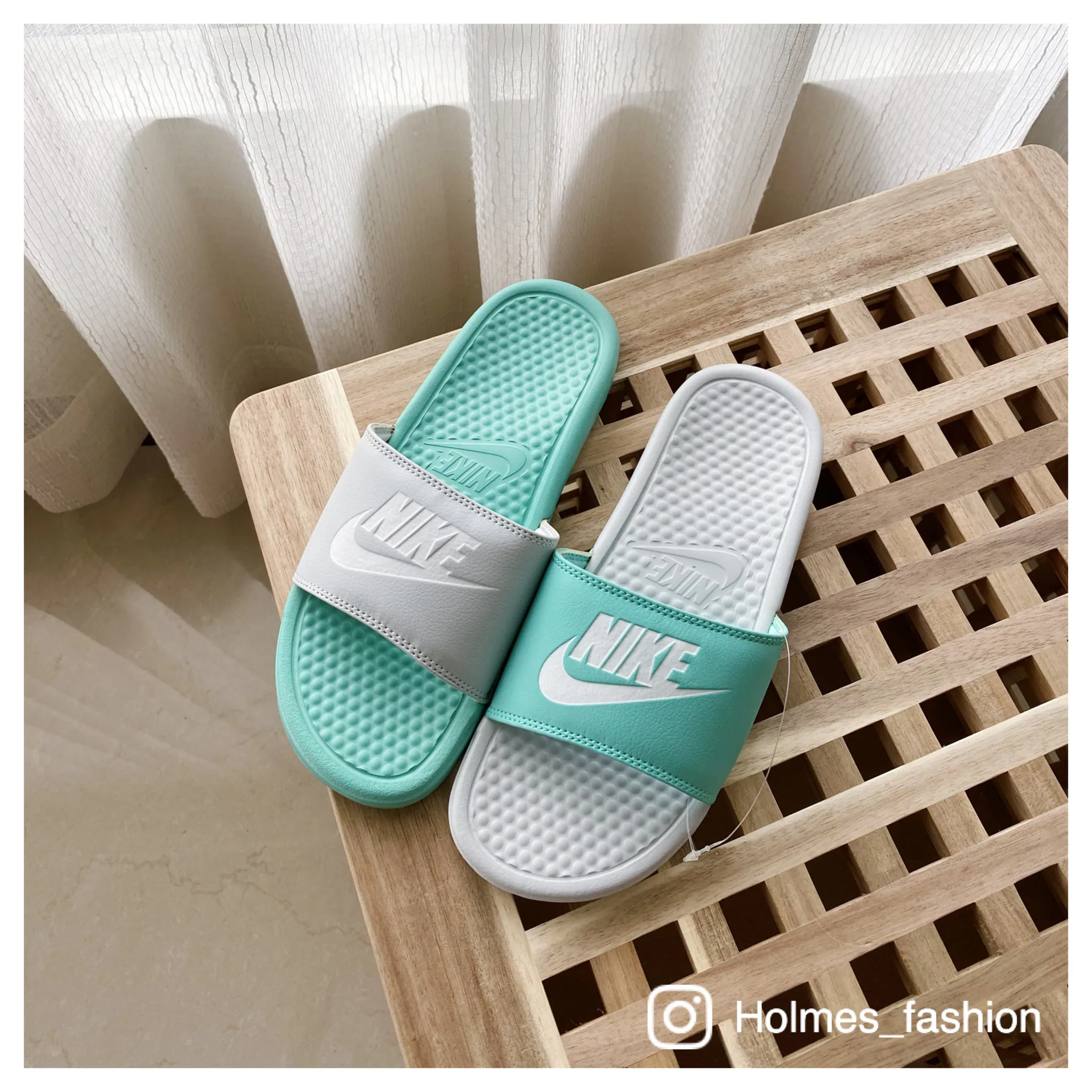 [Holmes]NIKE 海綿拖鞋 蒂芬妮綠 陰陽灰綠 819696-003