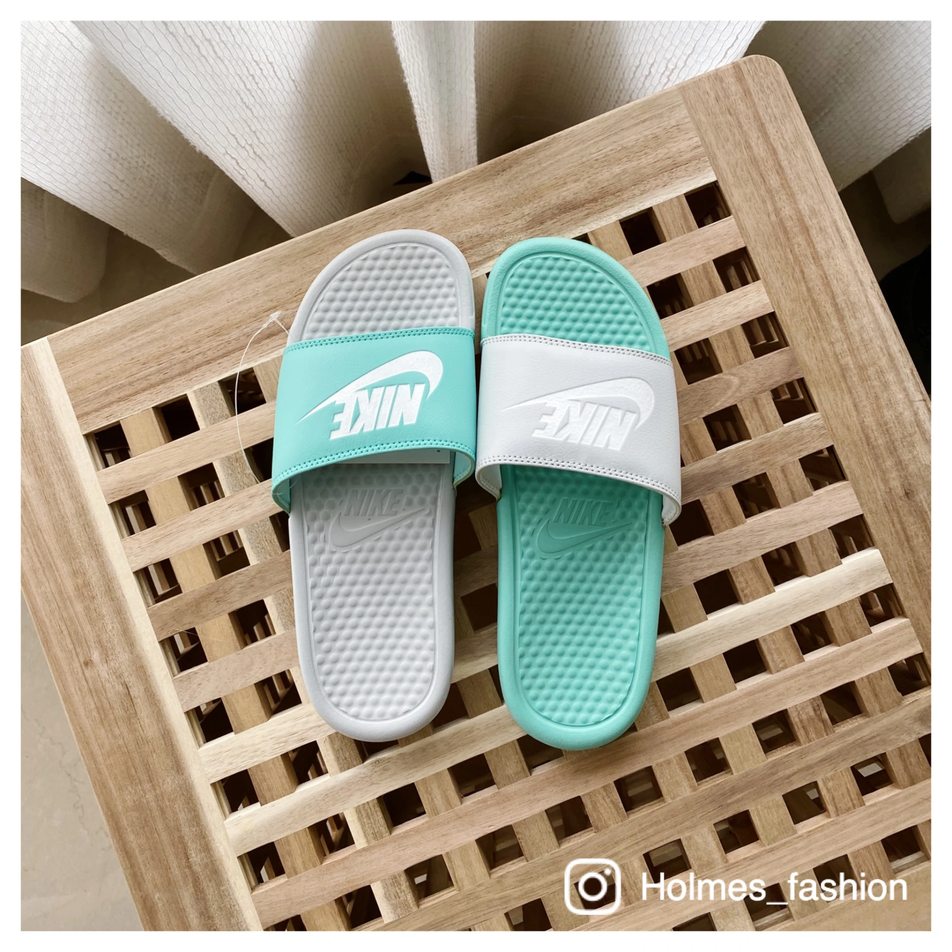 [Holmes]NIKE 海綿拖鞋 蒂芬妮綠 陰陽灰綠 819696-003