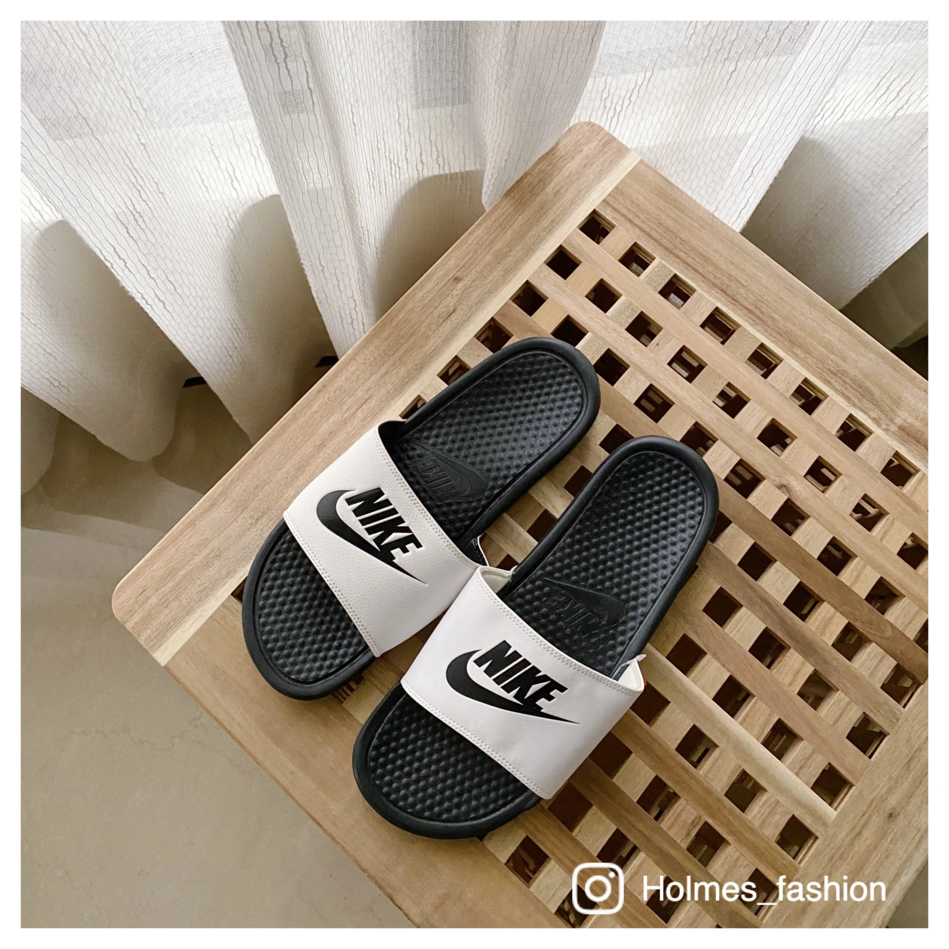 [Holmes]NIKE 海綿拖鞋 經典白底黑字 343880-100