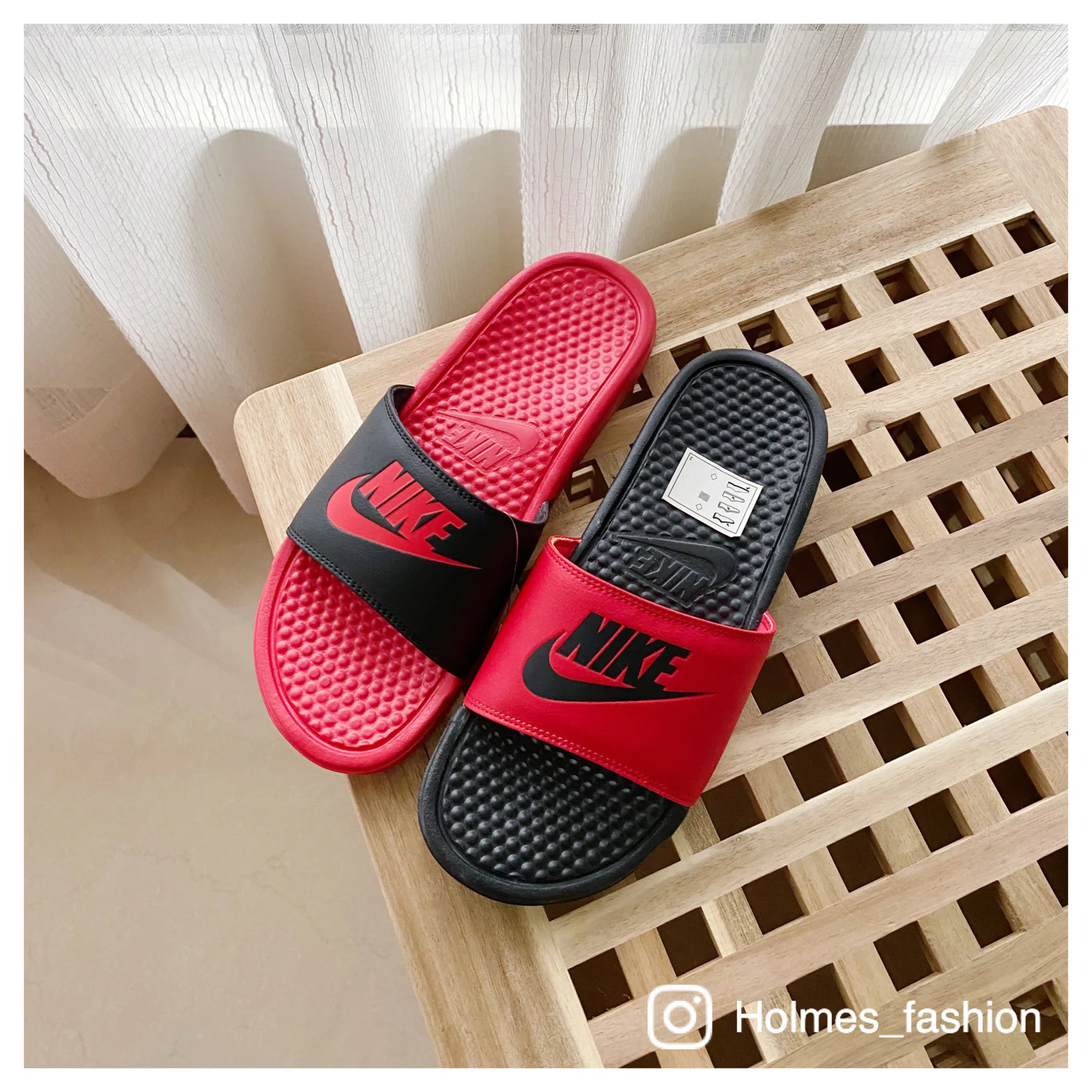 [Holmes]NIKE 海綿拖鞋 陰陽黑紅 818736-600