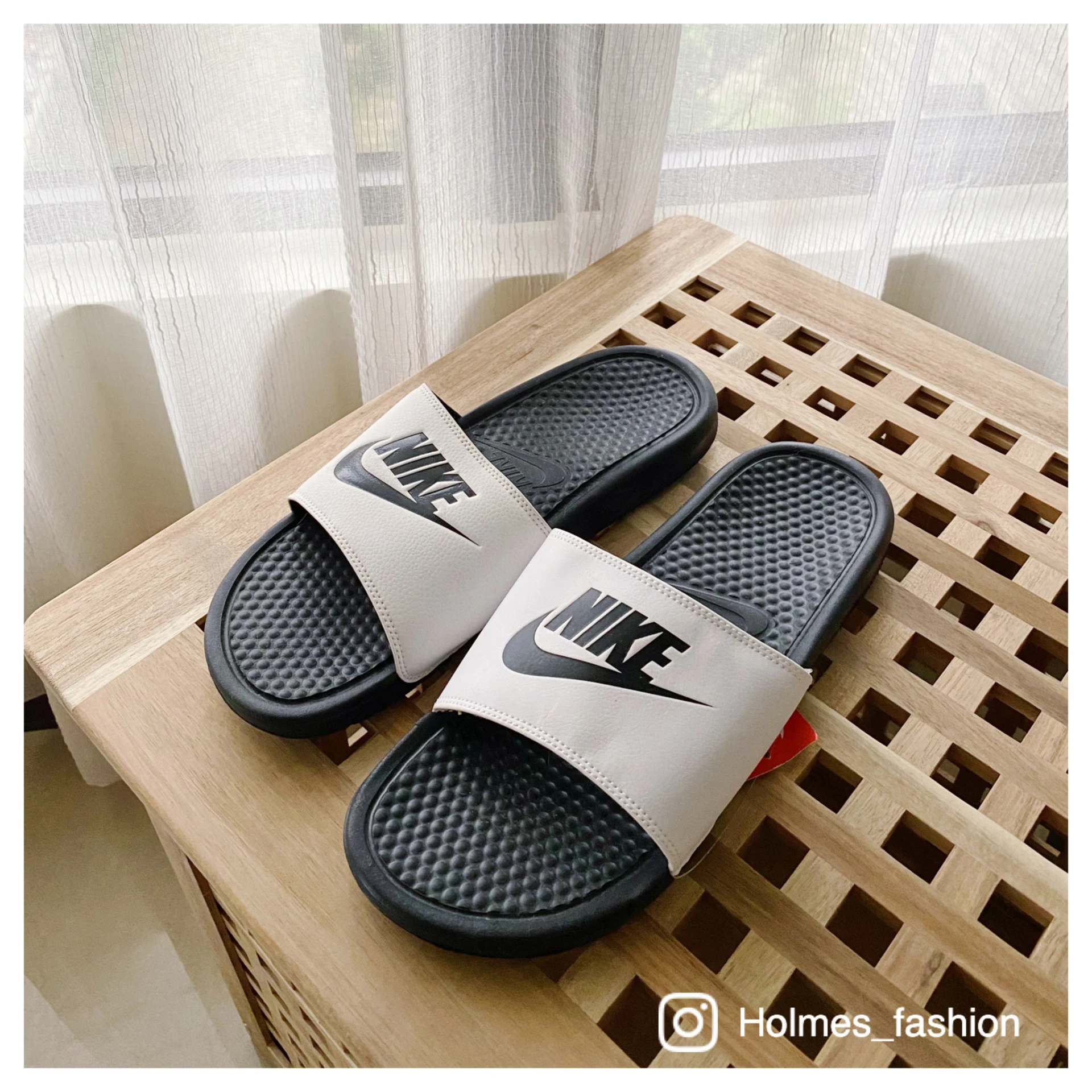 [Holmes]NIKE 海綿拖鞋 經典白底黑字 343880-100