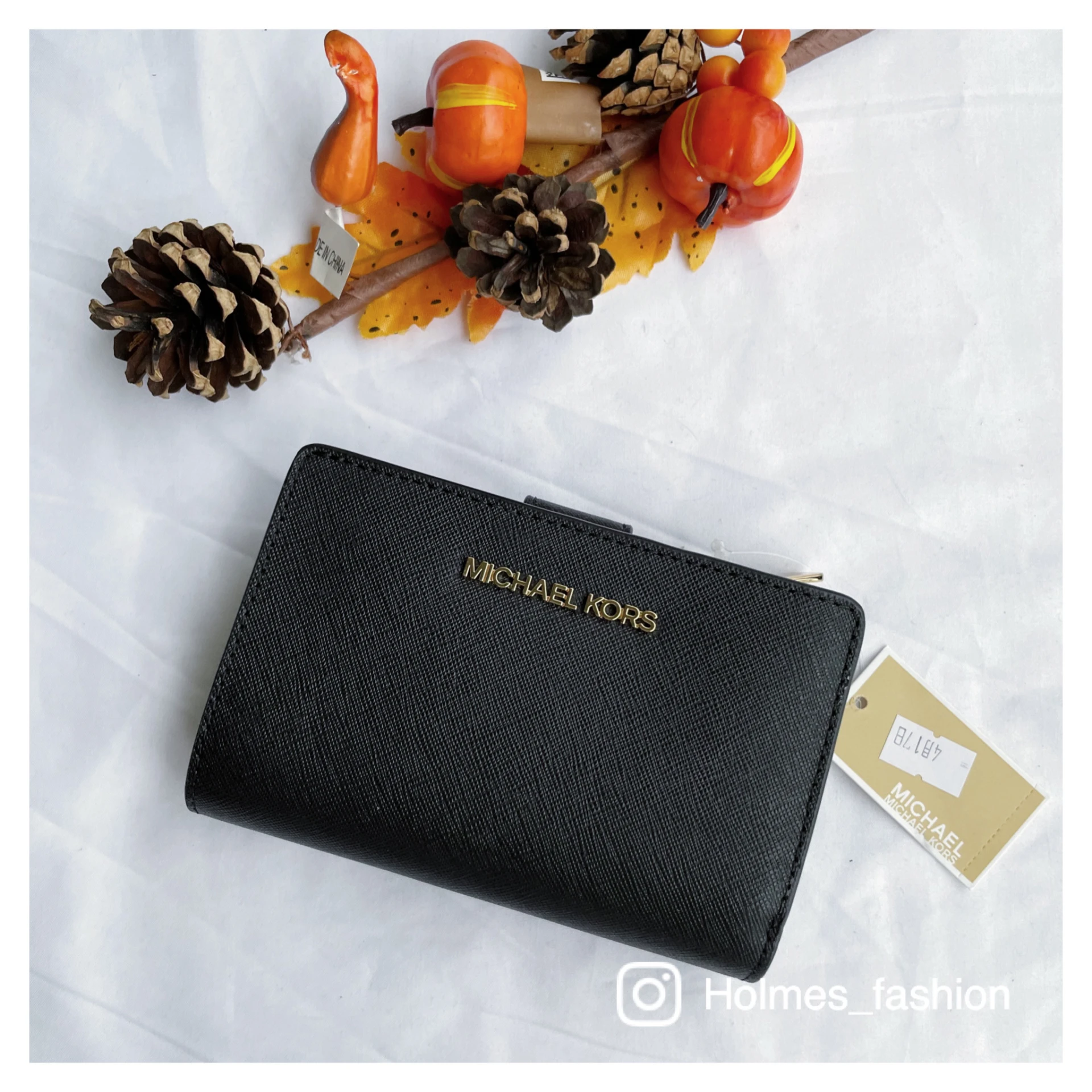 [Holmes]MICHAEL KORS 35F7GTVF2L  MK 中夾 黑色 櫻花粉 奶茶色