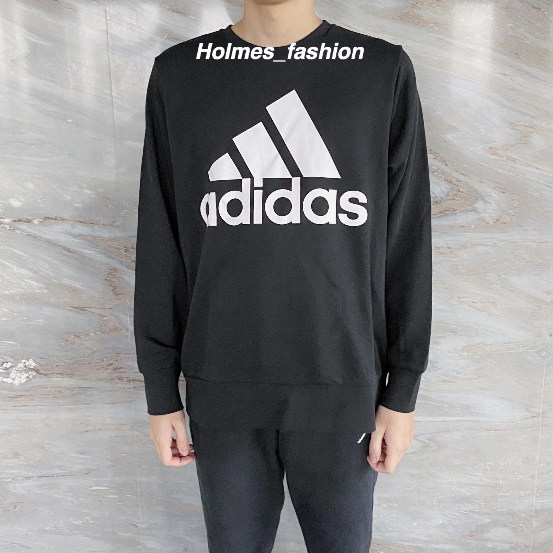 [Holmes]ADIDAS ESS BIGLOG Crew 三槓大LOGO 基本款 棉質 長袖 上衣 大學踢 CD6275
