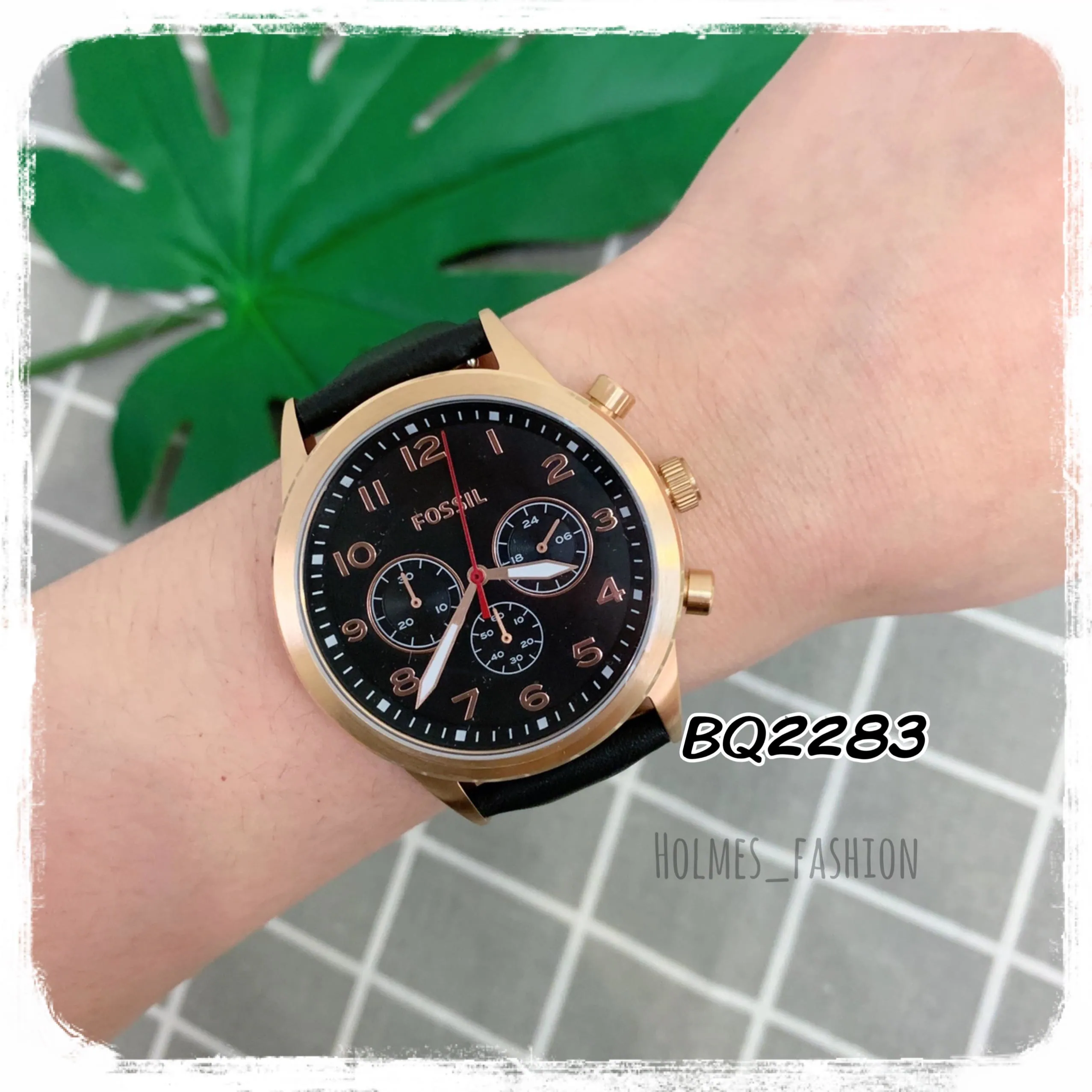 [Holmes]FOSSIL 手錶 BQ2283 黑玫瑰金 數字三眼 43mm