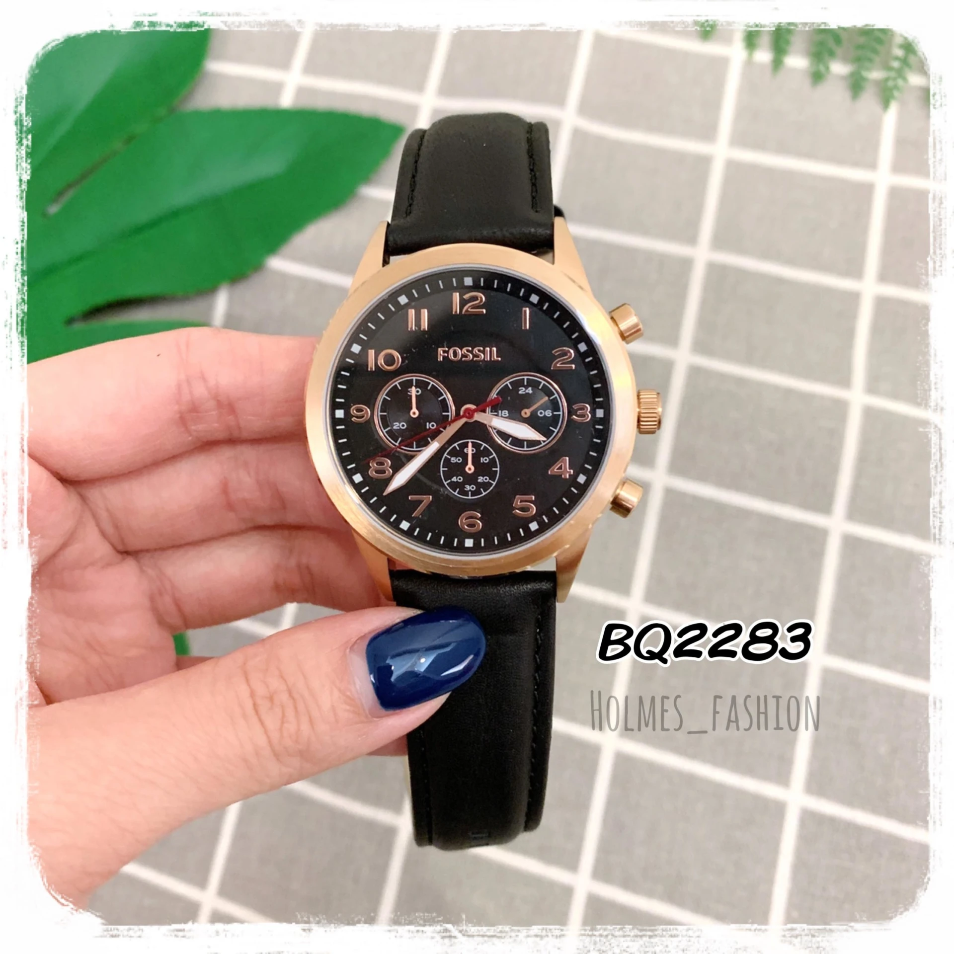 [Holmes]FOSSIL 手錶 BQ2283 黑玫瑰金 數字三眼 43mm