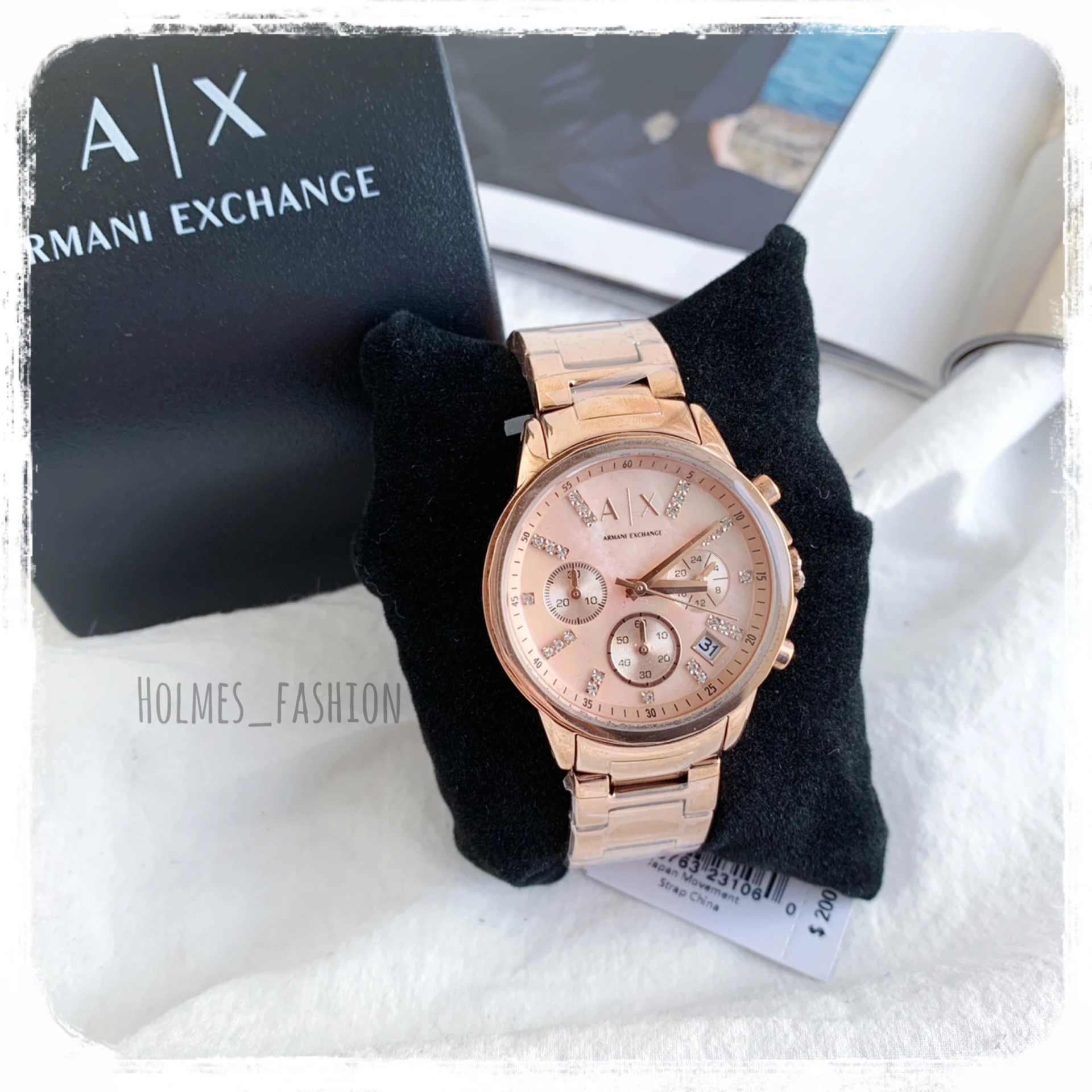 Armani Exchange AX4326 玫瑰金三眼女錶