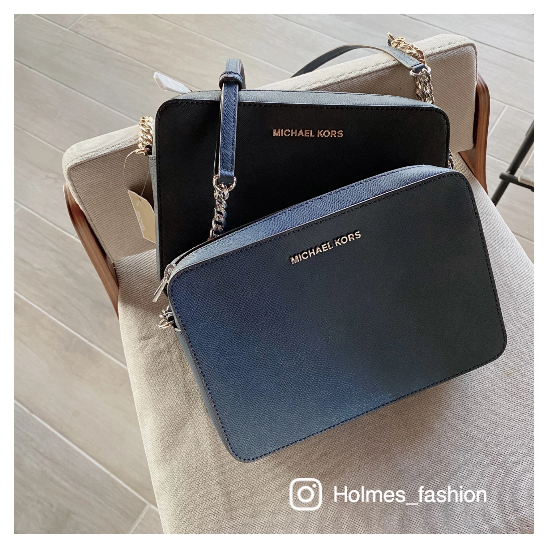 [Holmes]MICHAEL KORS MK 方形鍊條包 深藍/黑色