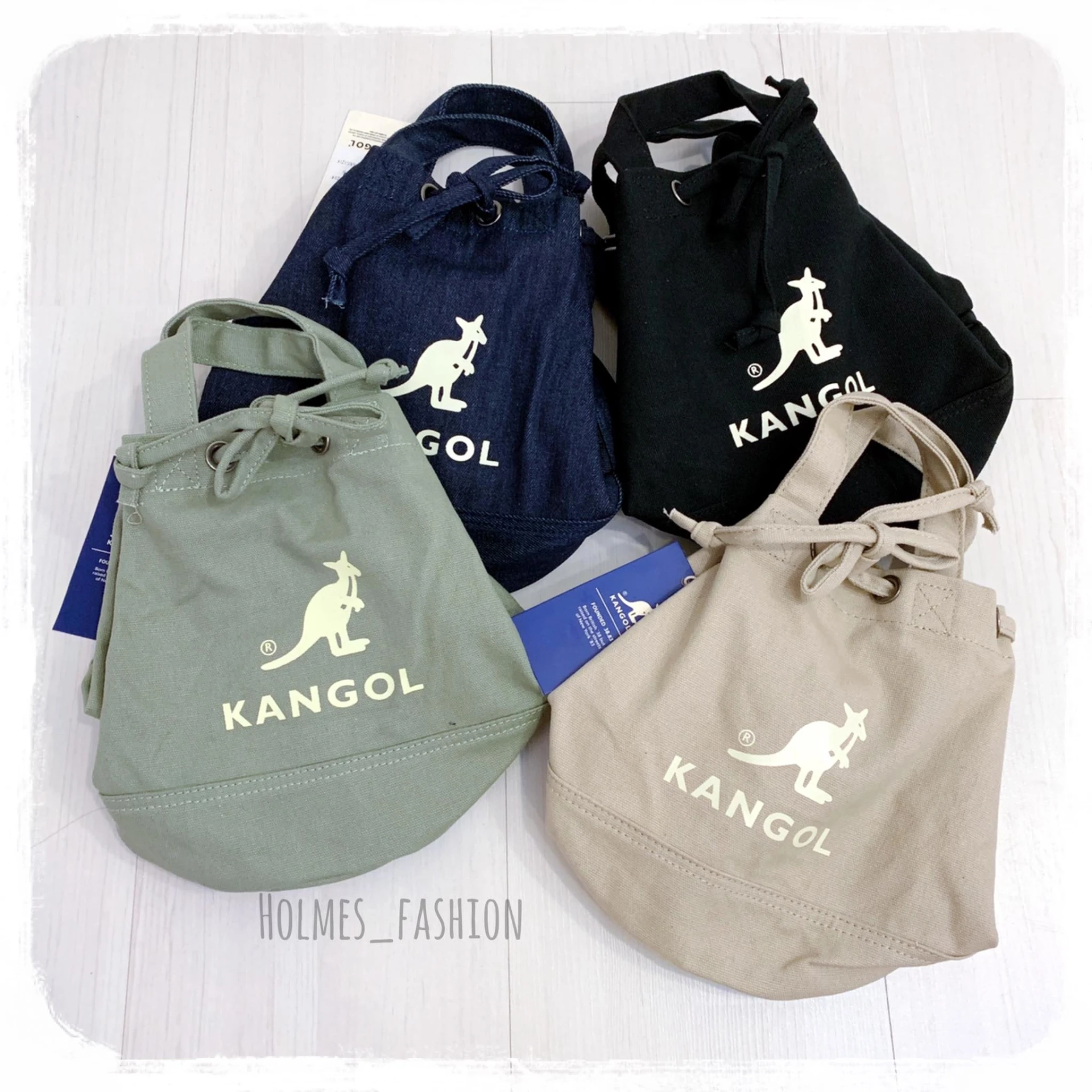 [Holmes]KANGOL 袋鼠 水桶包 黑色 奶茶色 深藍牛仔 草綠色 韓版支線