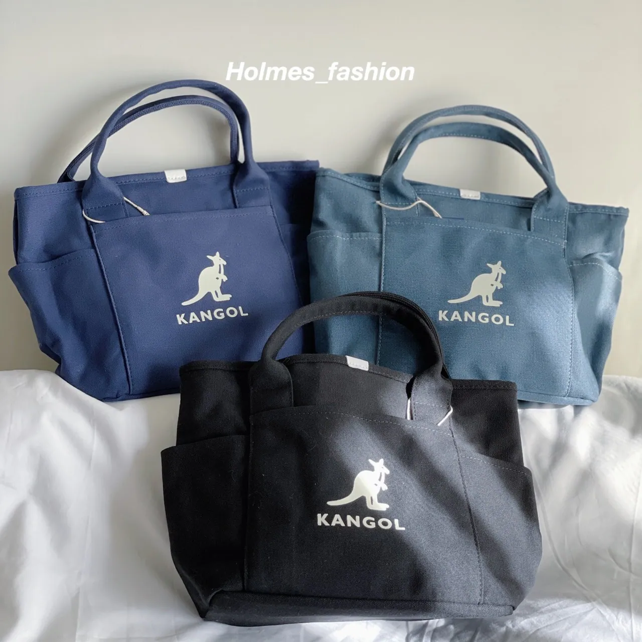 [Holmes]KANGOL 袋鼠 托特包 黑色 深藍牛仔 淺藍牛仔 深藍  袋鼠托特帆布包 韓版支線