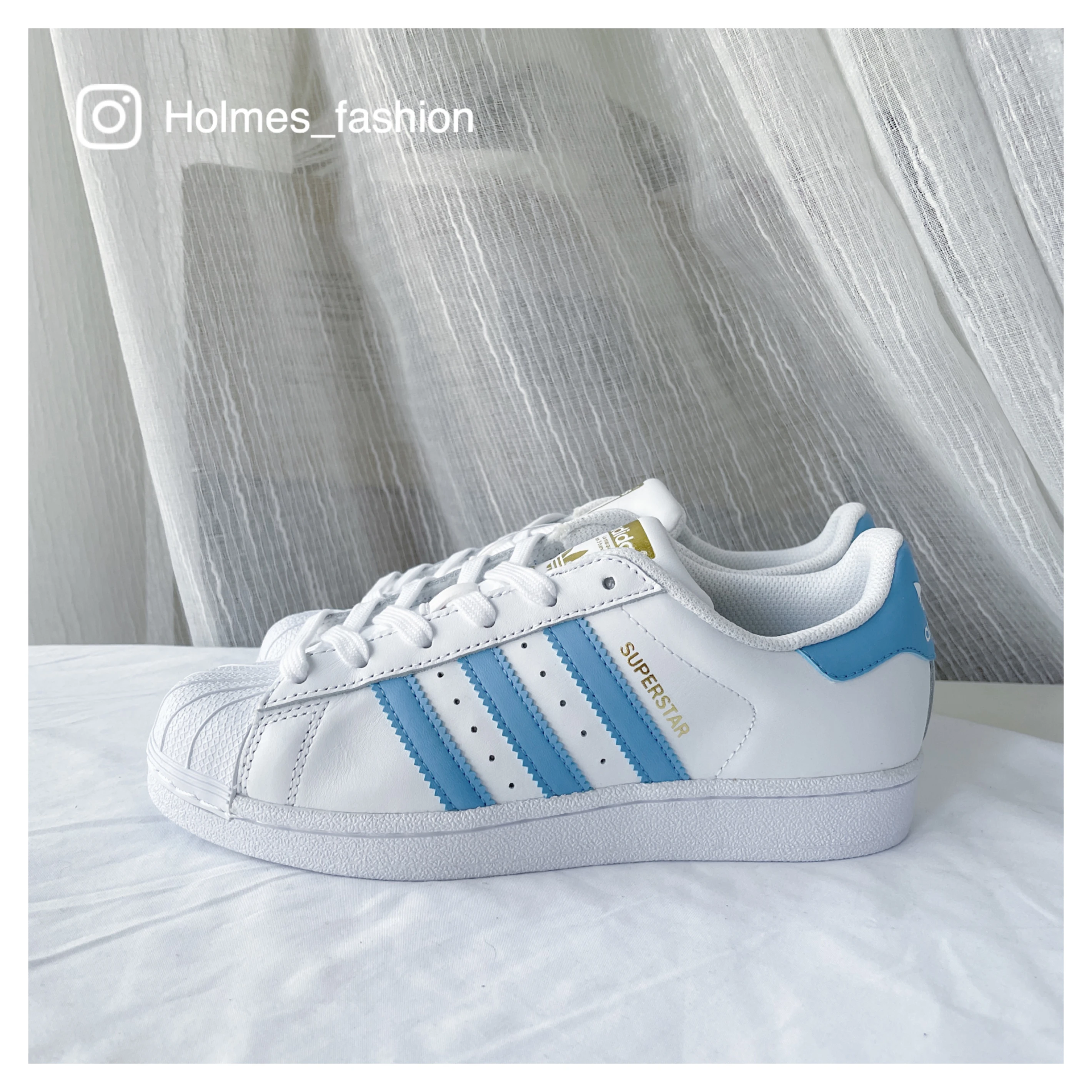 [Holmes]Adidas superstar 粉藍線 金標 貝殼頭 天空藍 S81018 寶寶藍
