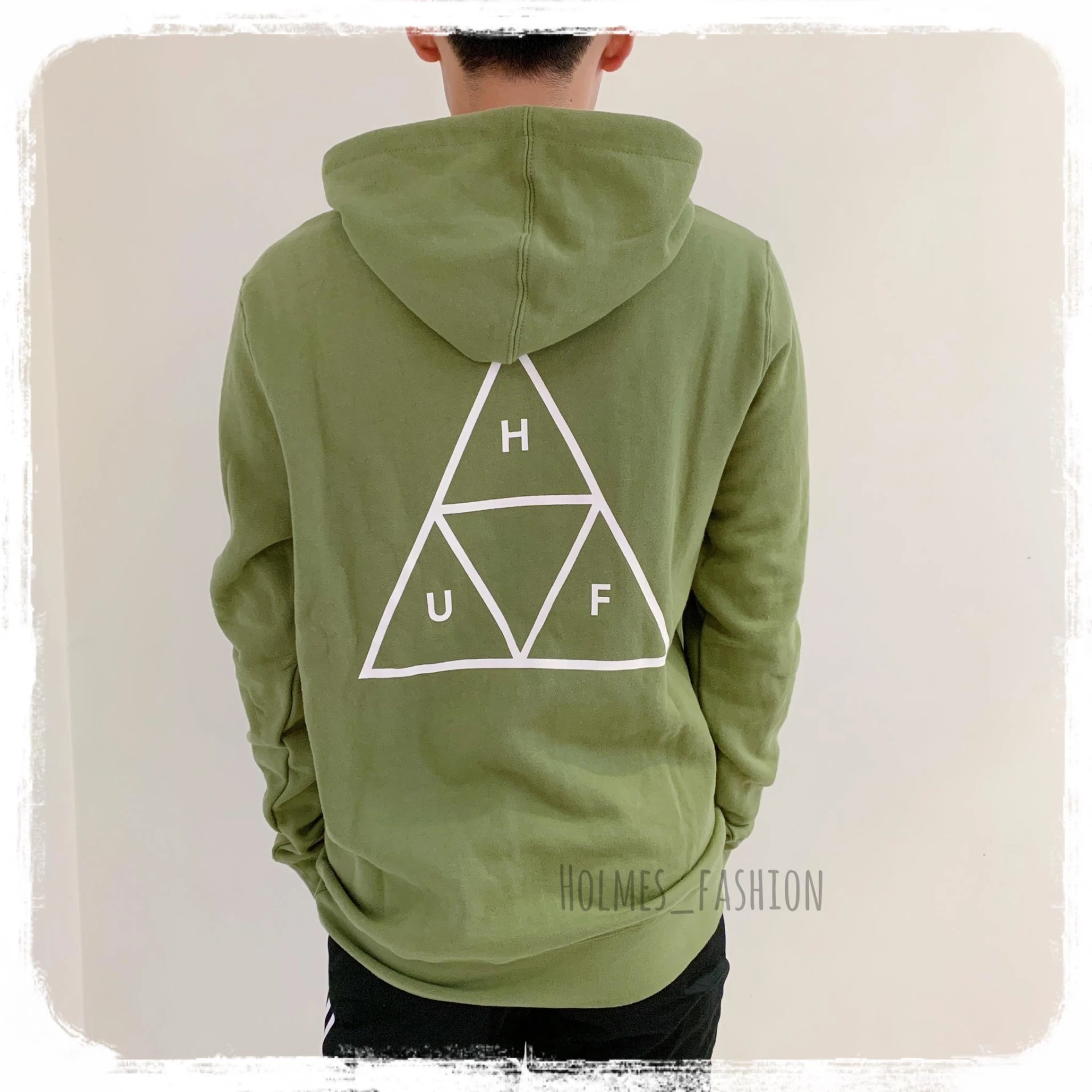 HUF 美版 刷毛連帽衛衣 帽踢 墨綠色 背後大LOGO