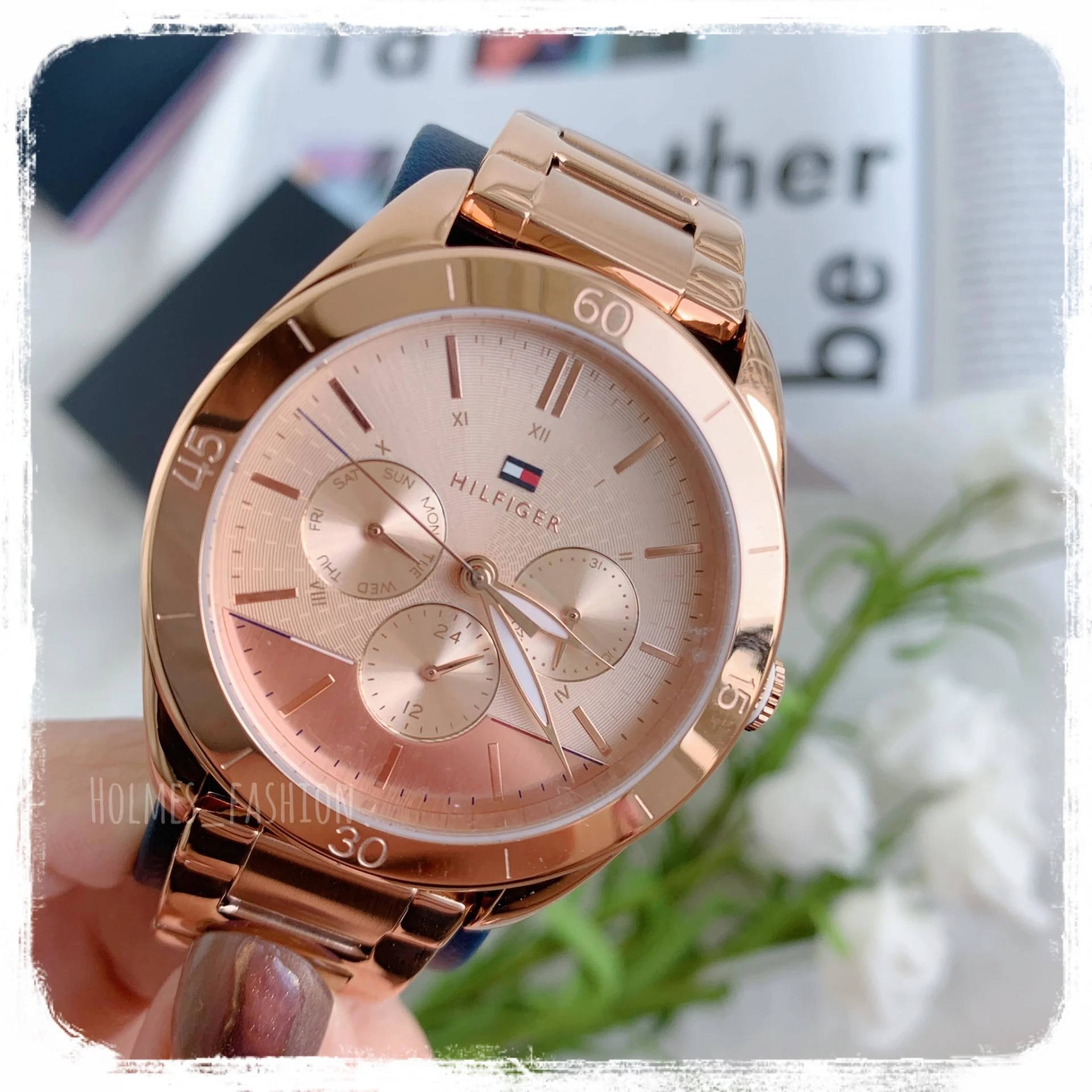 [Holmes]TOMMY HILFIGER 女錶 玫瑰金 40mm三眼 #1781884