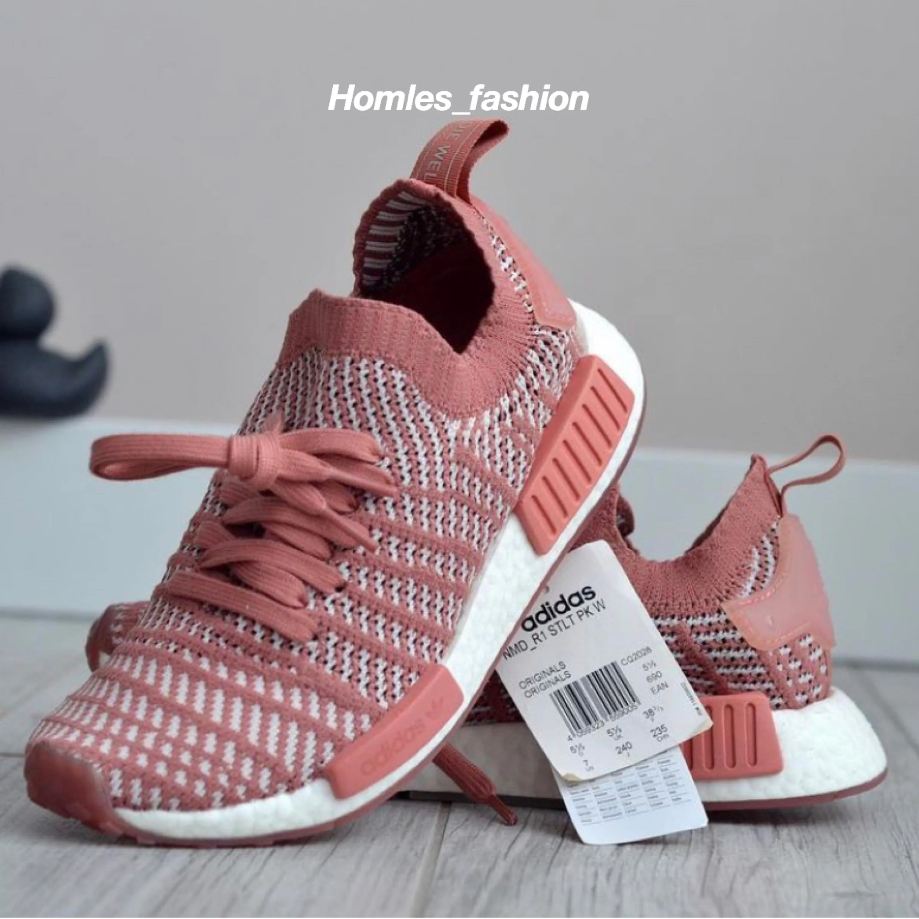 [Holmes]ADIDAS NMD_R1 STLT PK W 編織 BOOST底 玫瑰粉 / 鮭魚粉 CQ2028