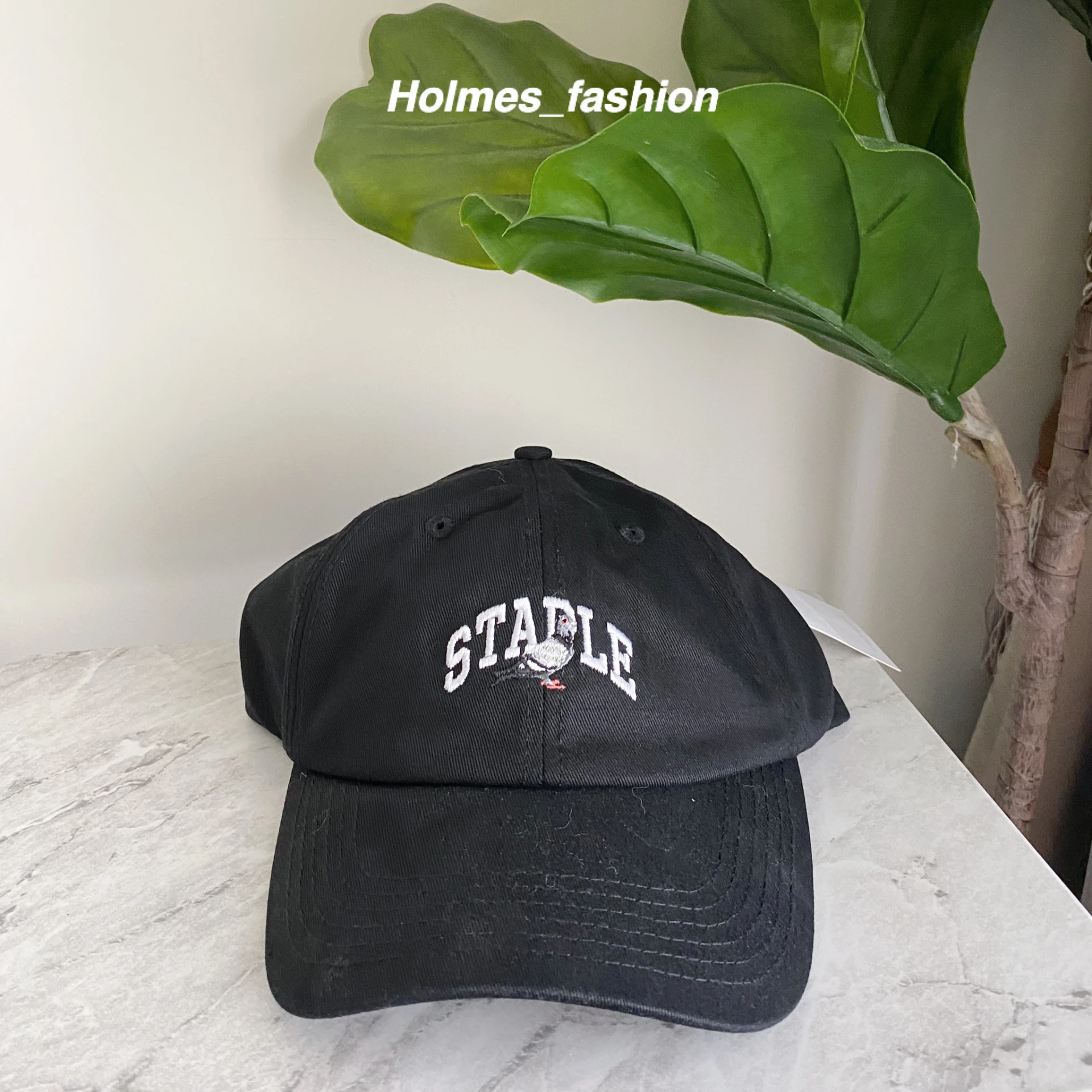 [Holmes]美牌 Staple Twill Cap 字樣鴿子 刺繡 老帽 黑色 英薩吉