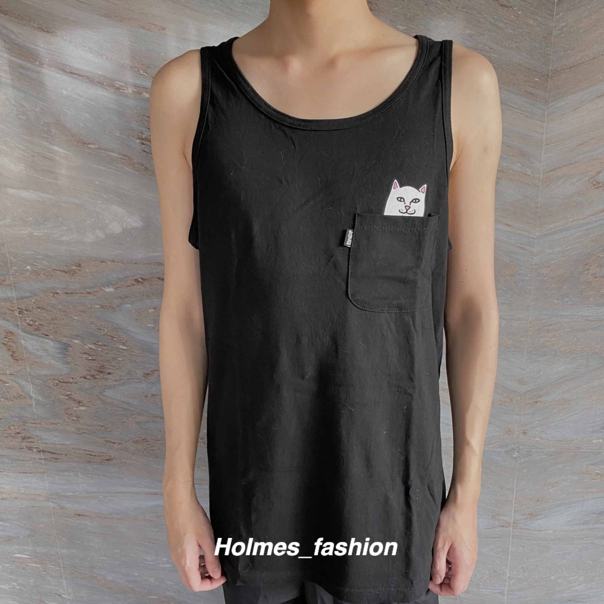 [Holmes]RIPNDIP 中指貓 口袋 背心TANK 黑色