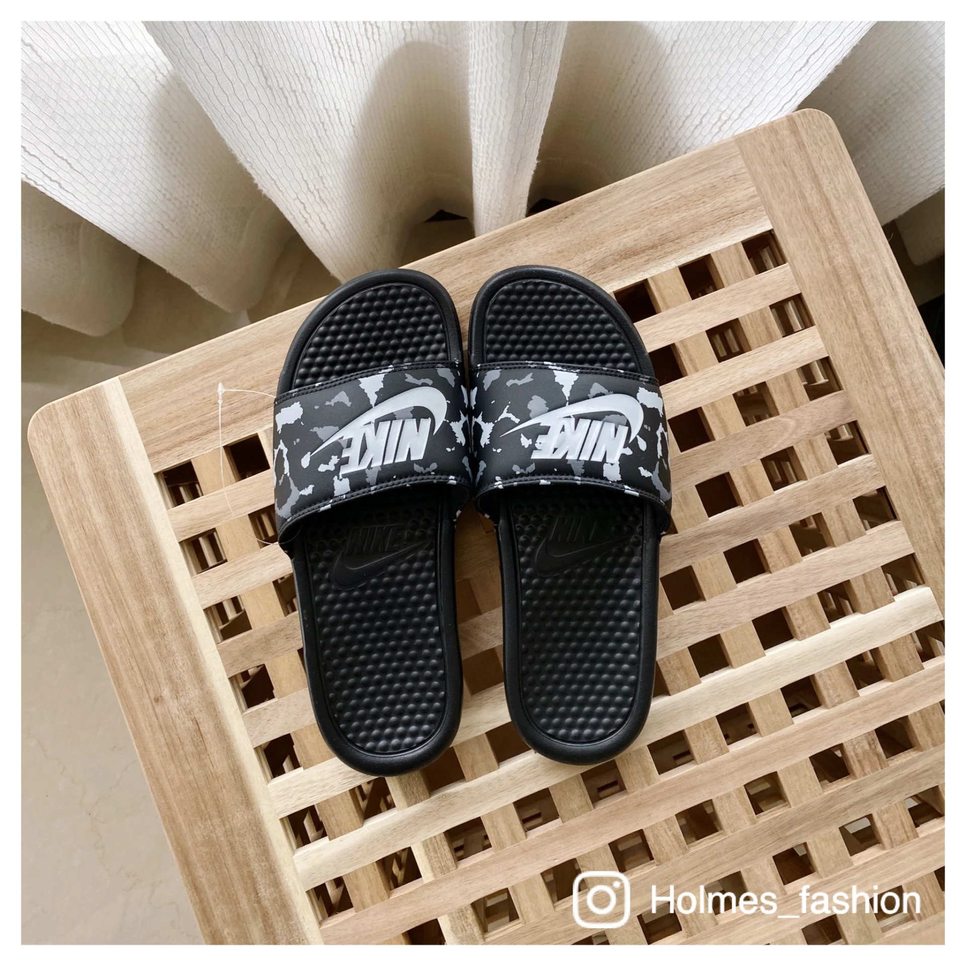 [Holmes]NIKE 海綿拖鞋 迷彩黑 618919-002