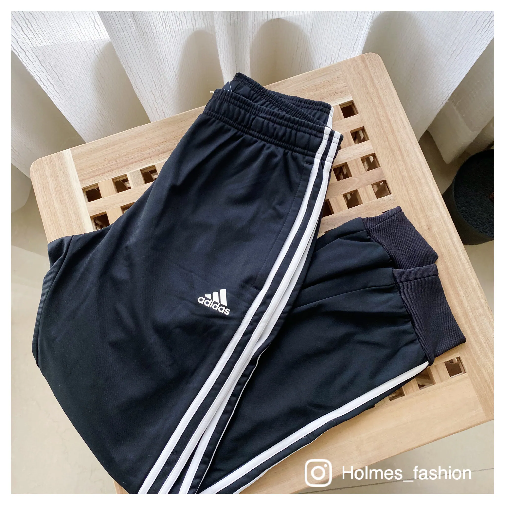 [Holmes]ADIDAS 男版 三槓三線長褲 修身 運動褲 BK7396 黑色