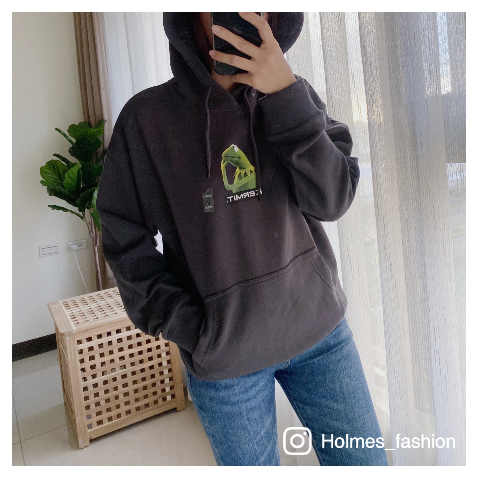 [Holmes]現貨 SPAO X KERMIT 韓國限定 SPAO科米蛙 帽踢 灰黑色 尺寸L