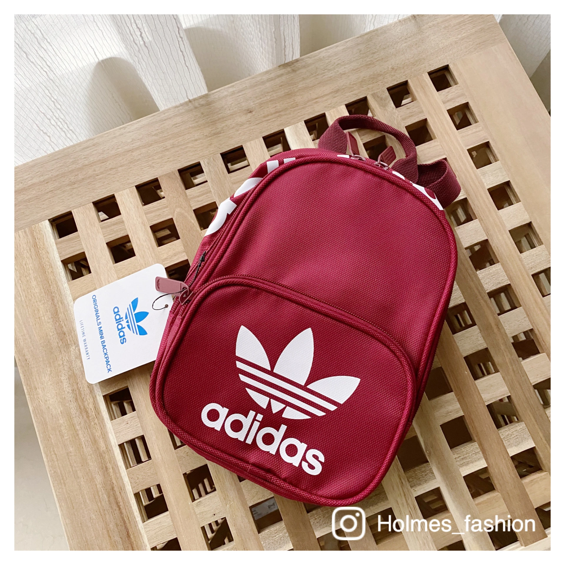 [Holmes]ADIDAS ORIGINALS 三葉草 小後背包 勃艮第紅