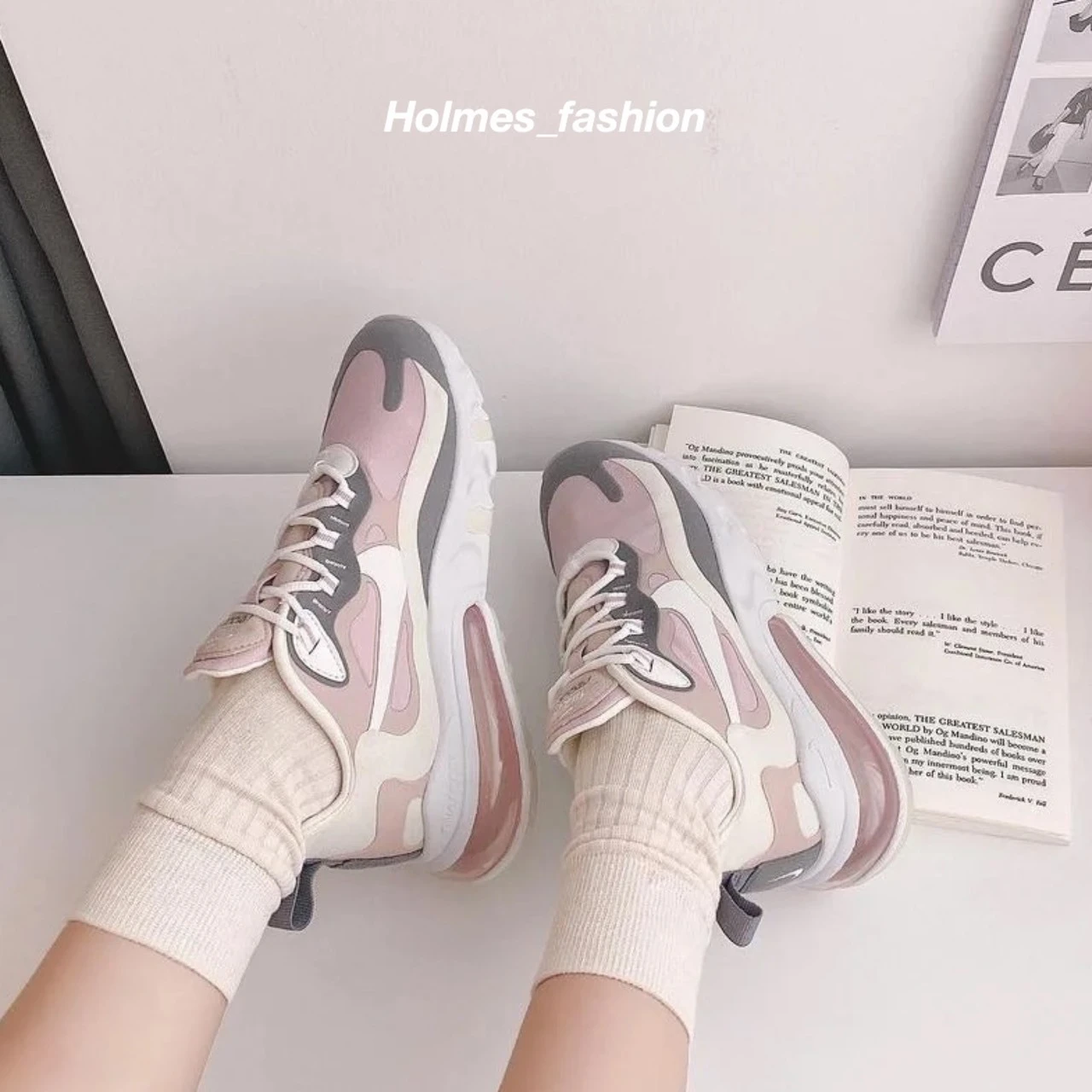 [Holmes]NIKE AIR MAX 270 REACT 灰粉色  CI3899-500