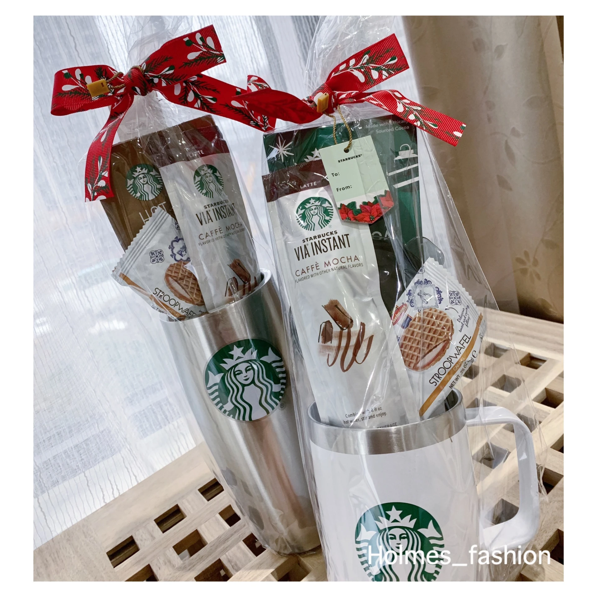 [Holmes]Starbucks 星巴克聖誕杯組 美國限定 保溫瓶+馬克杯+摩卡*2+可可*2+零食*2