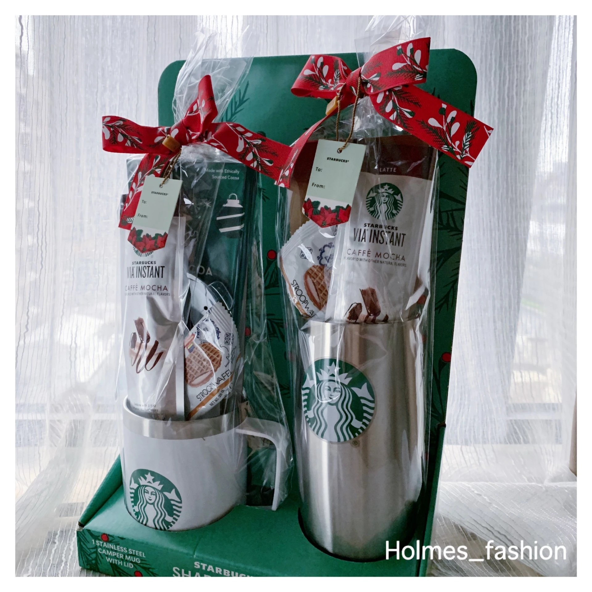 [Holmes]Starbucks 星巴克聖誕杯組 美國限定 保溫瓶+馬克杯+摩卡*2+可可*2+零食*2