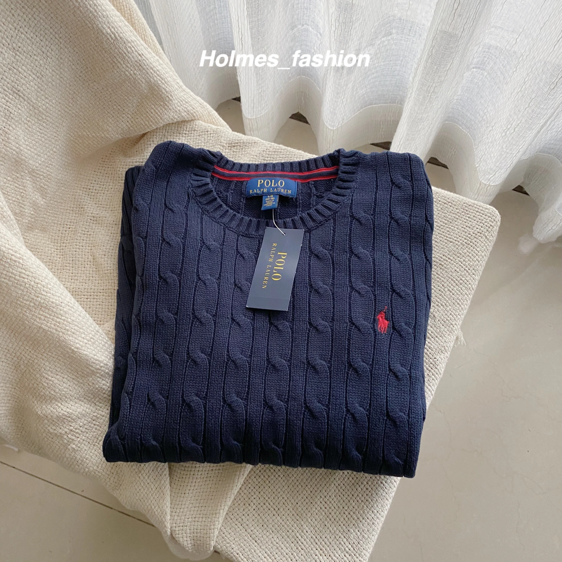 [Holmes]POLO RALPH LAUREN 大童版(青年版) 針織毛衣 麻花針織 深藍色 POLO毛衣