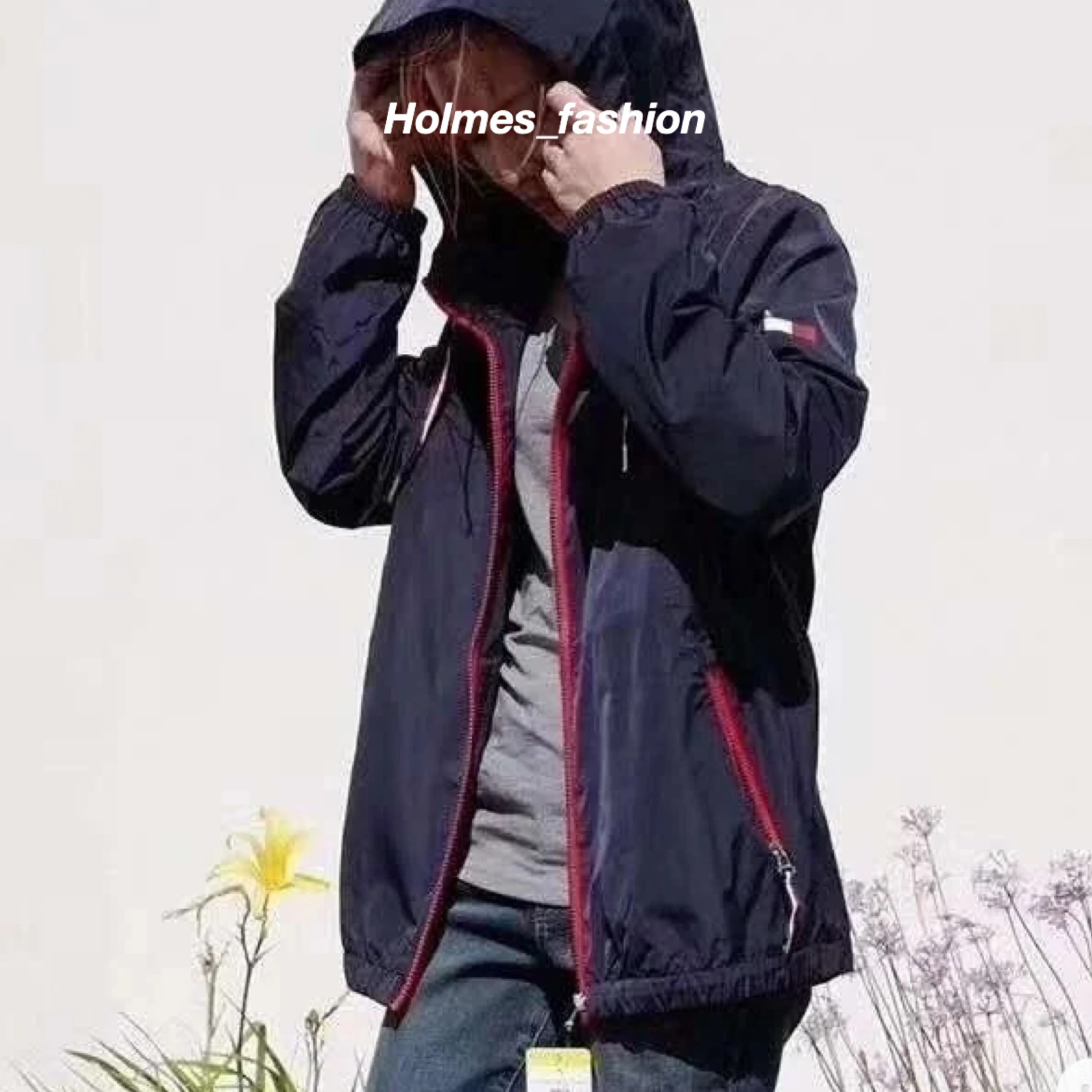 [Holmes]TOMMY HILFIGER 女版 防風 輕薄 風衣外套 深藍/白色