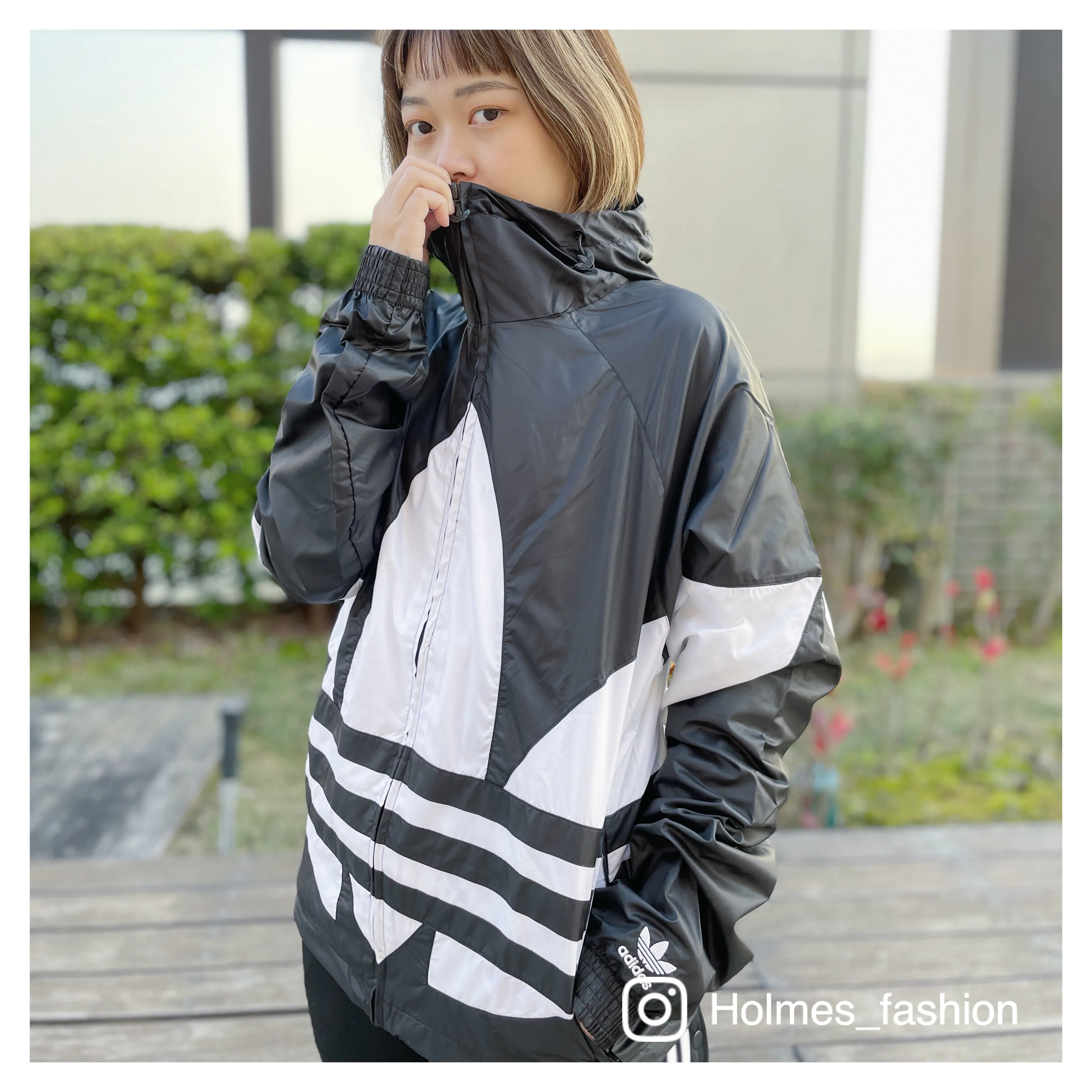 [Holmes]ADIDAS ORIGINALS BIG TREFOIL 大三葉草 風衣外套 男版 黑色 FM3757