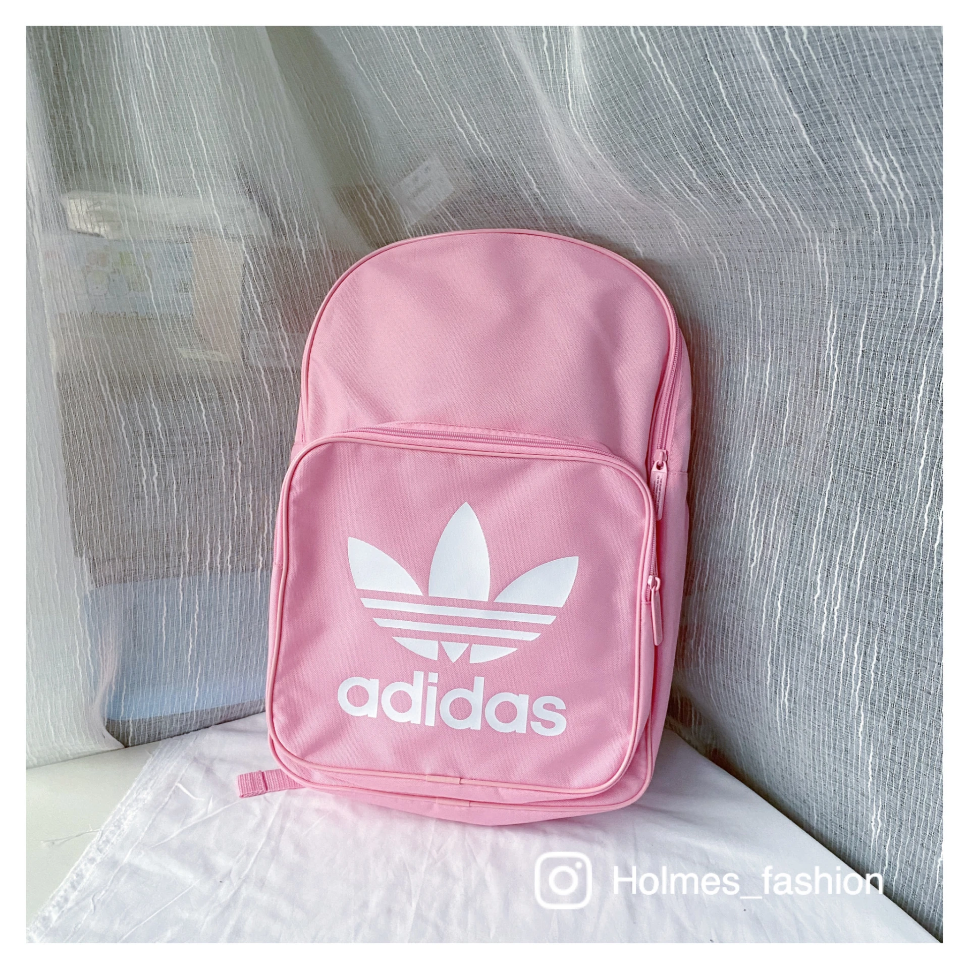 [Holmes]ADIDAS 大三葉草 後背包 粉色 粉白色