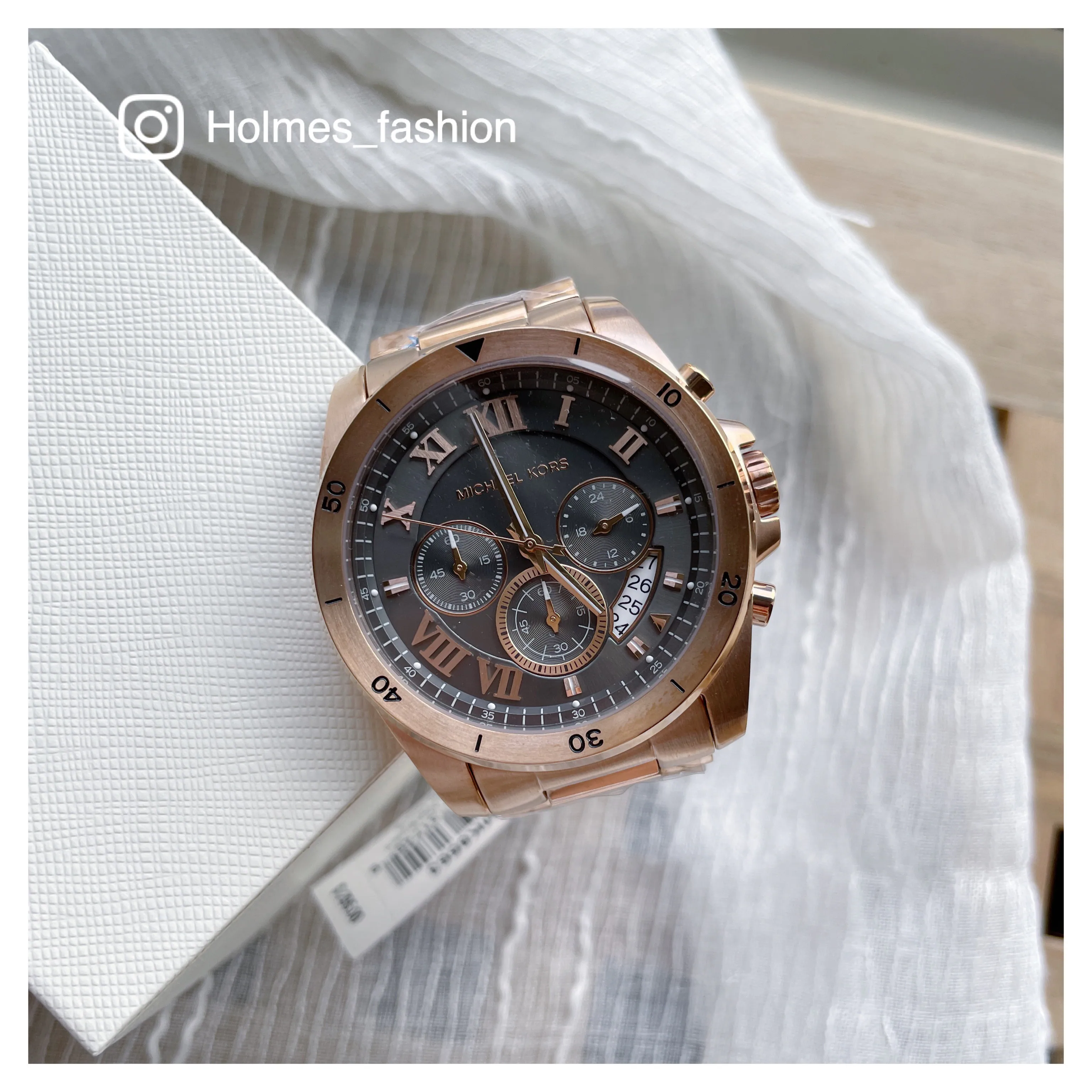 [Holmes]MICHAEL KORS 男錶 MK8563 鐵灰 深灰 錶盤 玫瑰金 三眼 計時 手錶