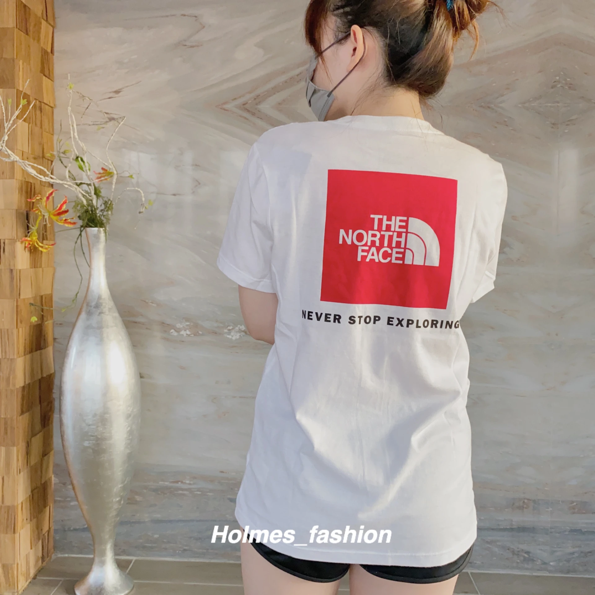 [Holmes]THE NORTH FACE 北臉 女版 BOX LOGO 短袖 黑紅 /白紅