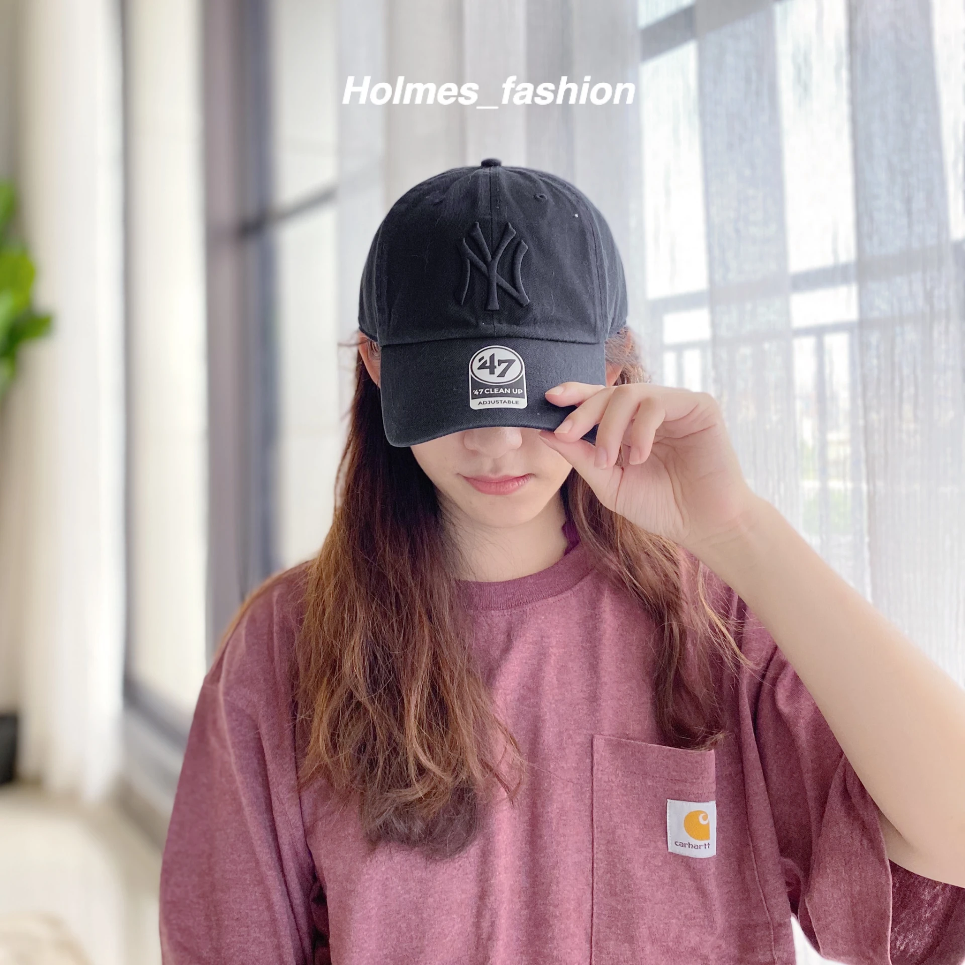 [Holmes]47' BRAND NY 洋基 立體刺繡 老帽 全黑