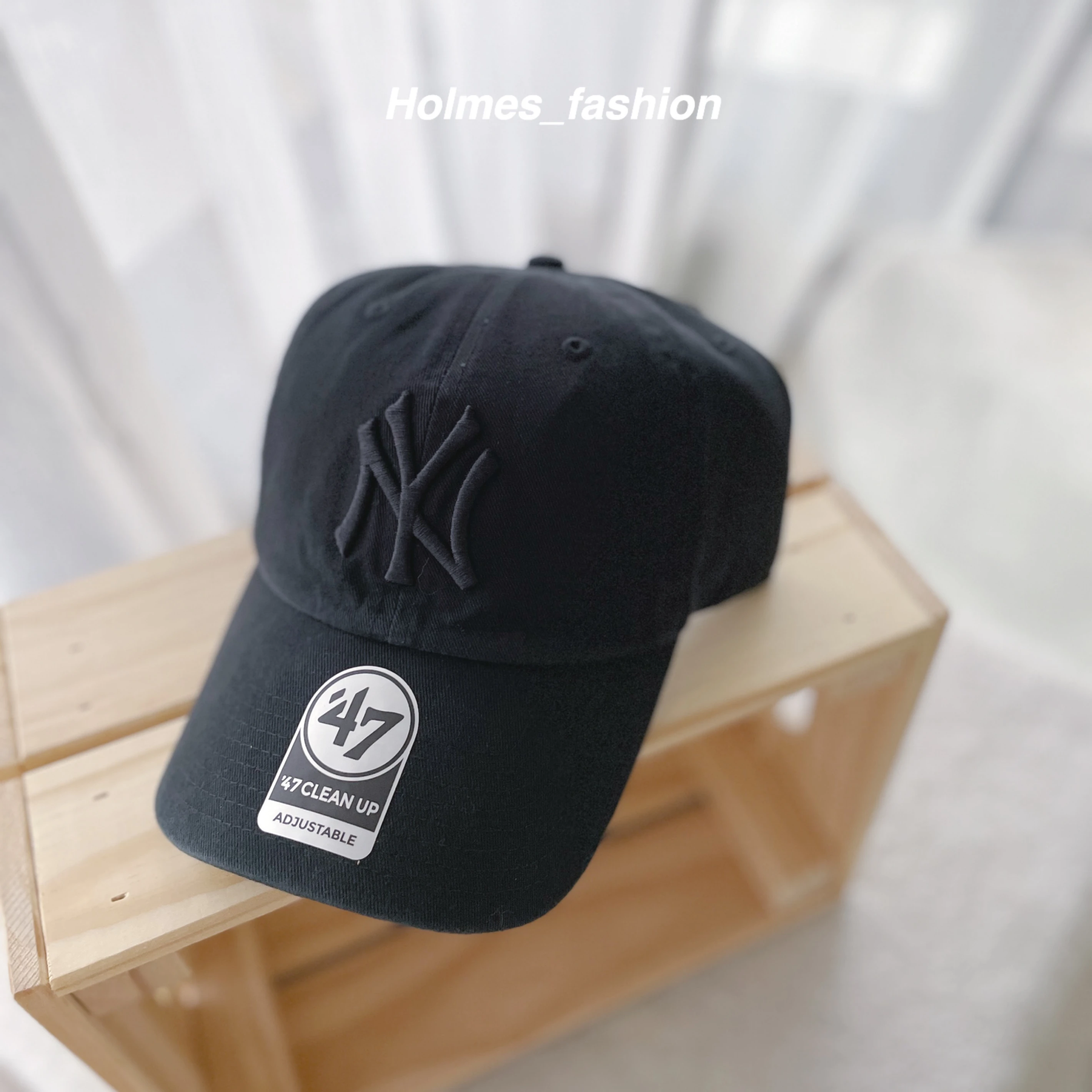 [Holmes]47' BRAND NY 洋基 立體刺繡 老帽 全黑